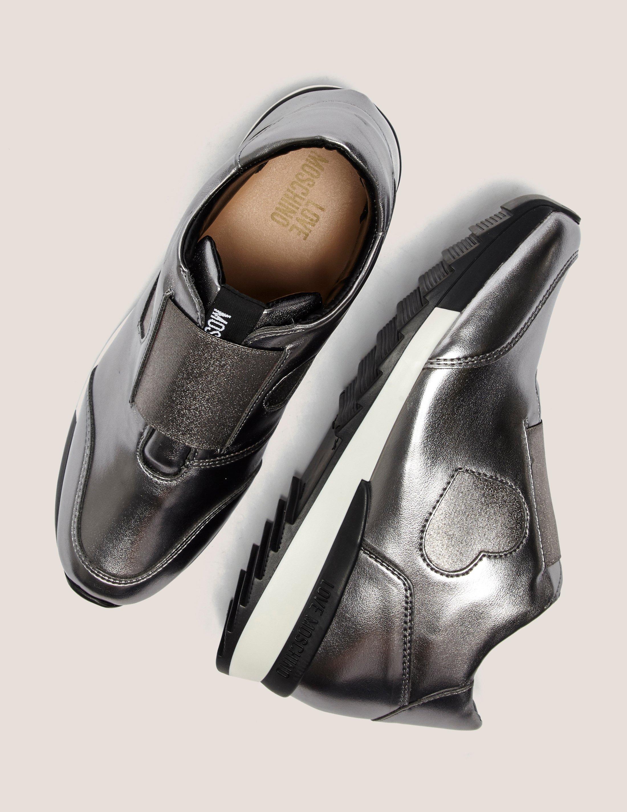 love moschino heart sneakers in silver