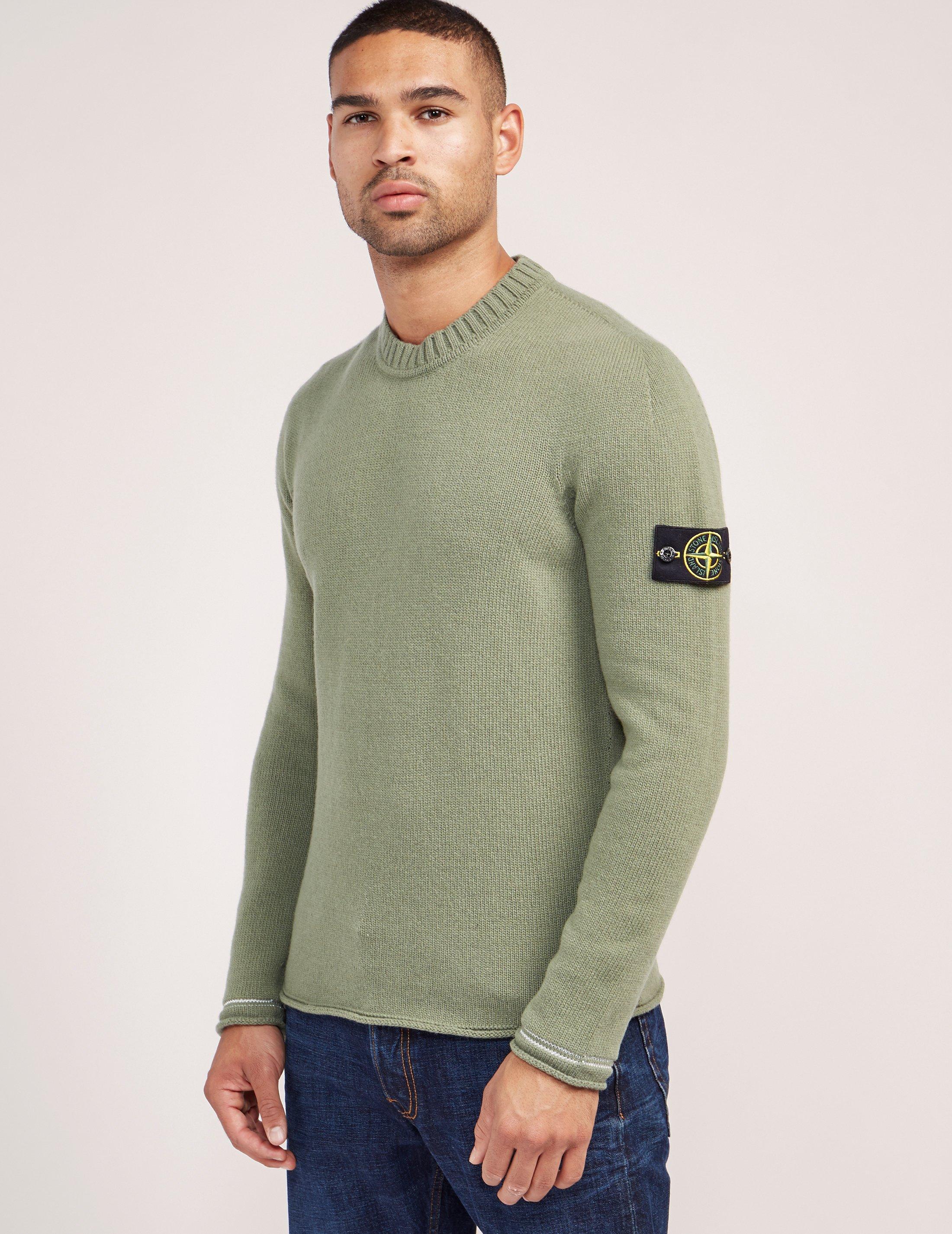 Stone Island Mens Tipped Crew Knitted Jumper Green for Men | Lyst