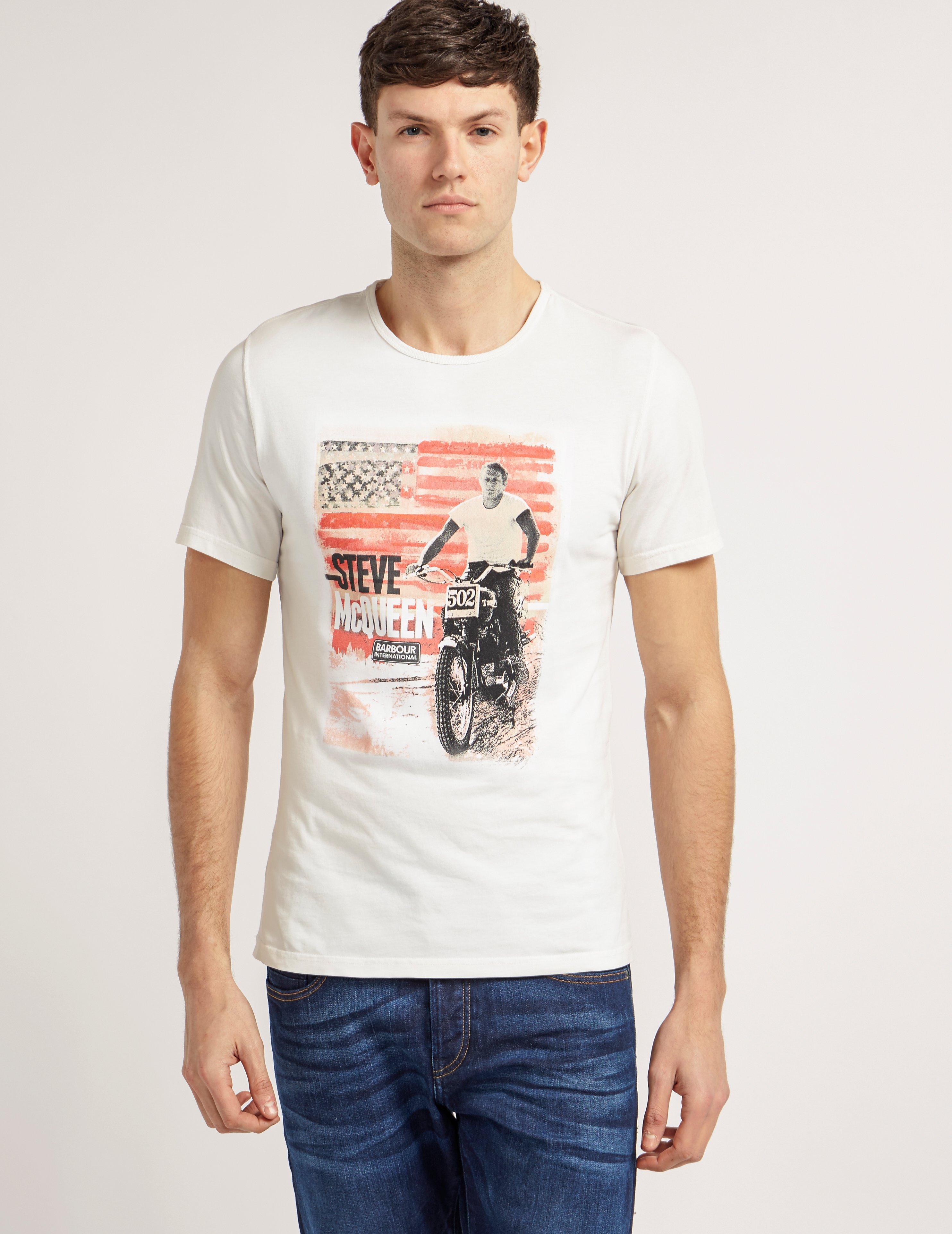 Barbour Cotton International Steve Mcqueen T-shirt in White for Men | Lyst