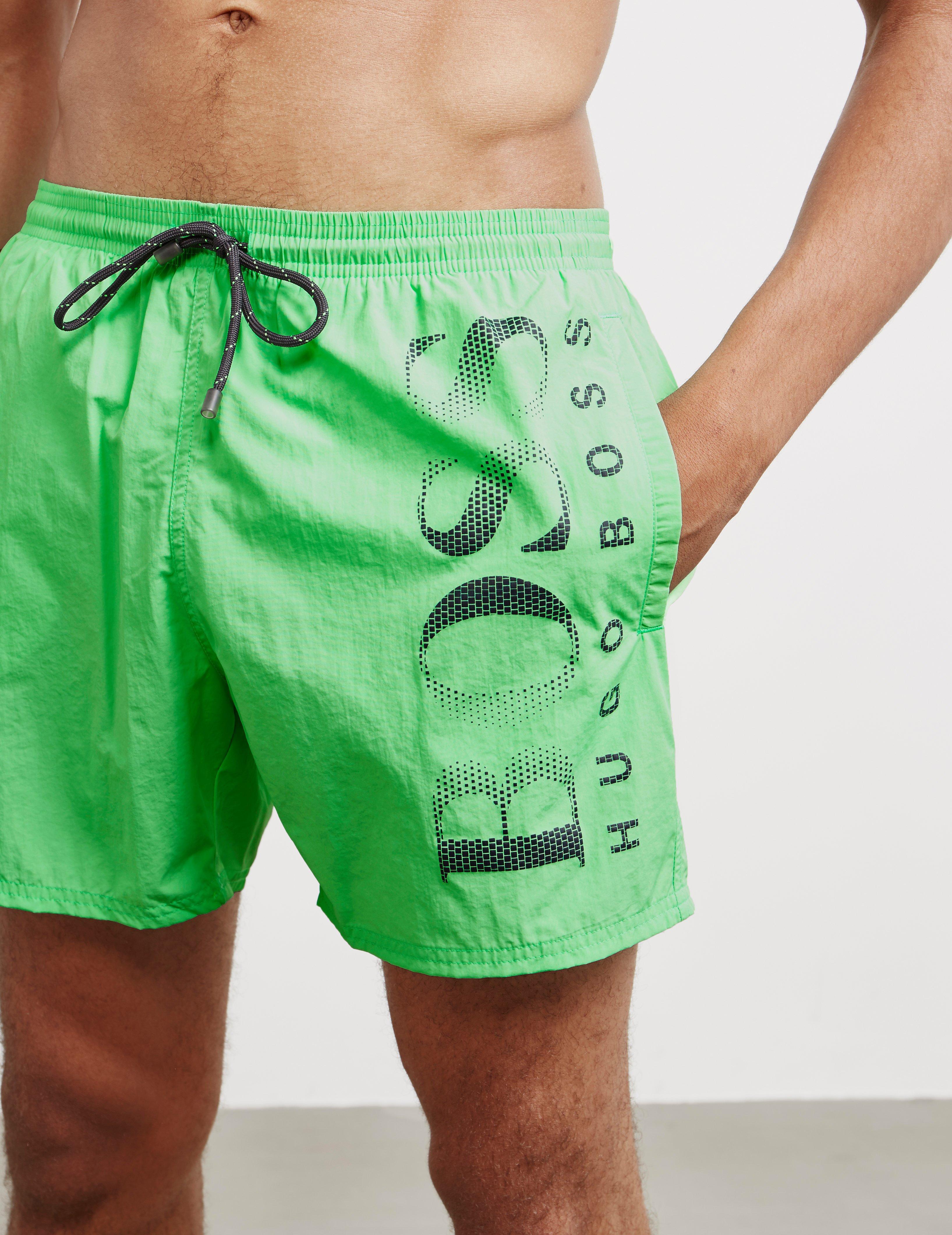 green hugo boss swim shorts