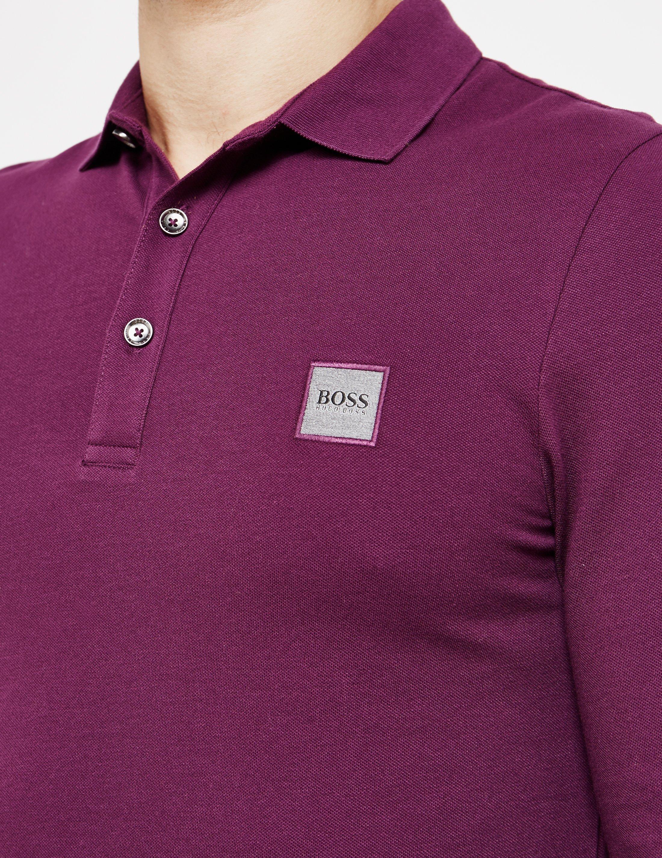 BOSS by Hugo Boss Cotton Passerby Long Sleeve Polo Shirt Purple for Men