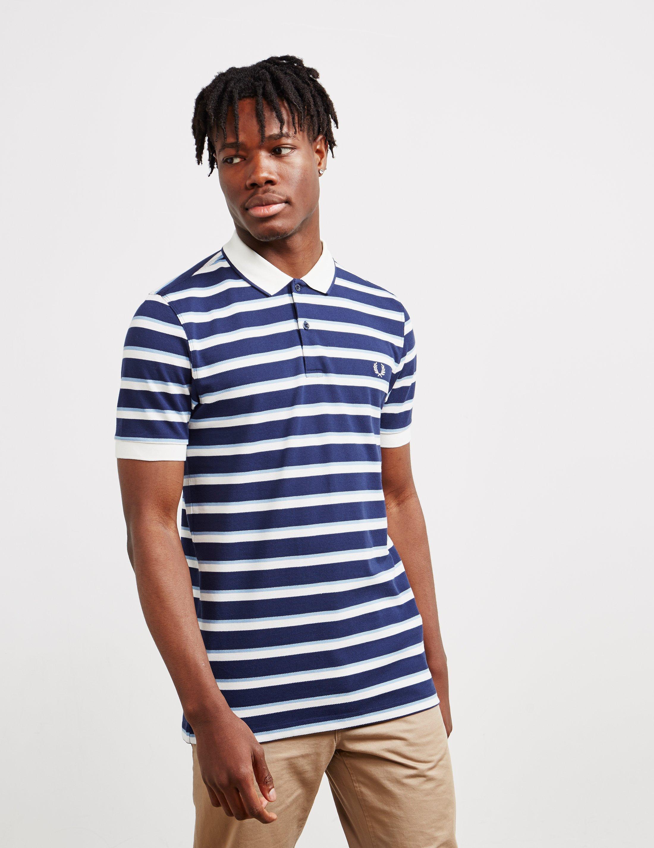 Download Fred Perry Stripe Pique Short Sleeve Polo Shirt Navy Blue ...
