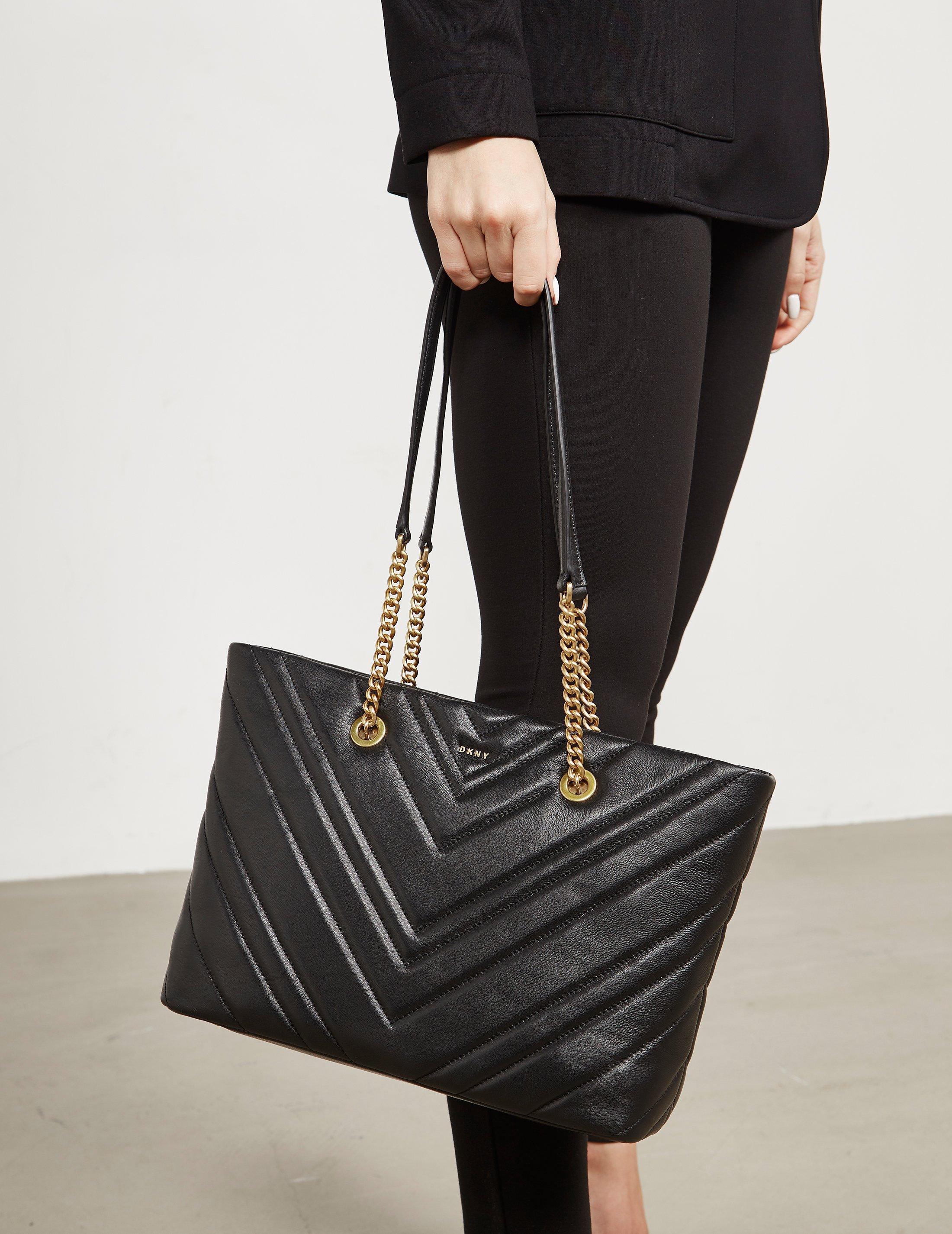 DKNY Leather Vivian Quilted Tote Bag Black - Lyst