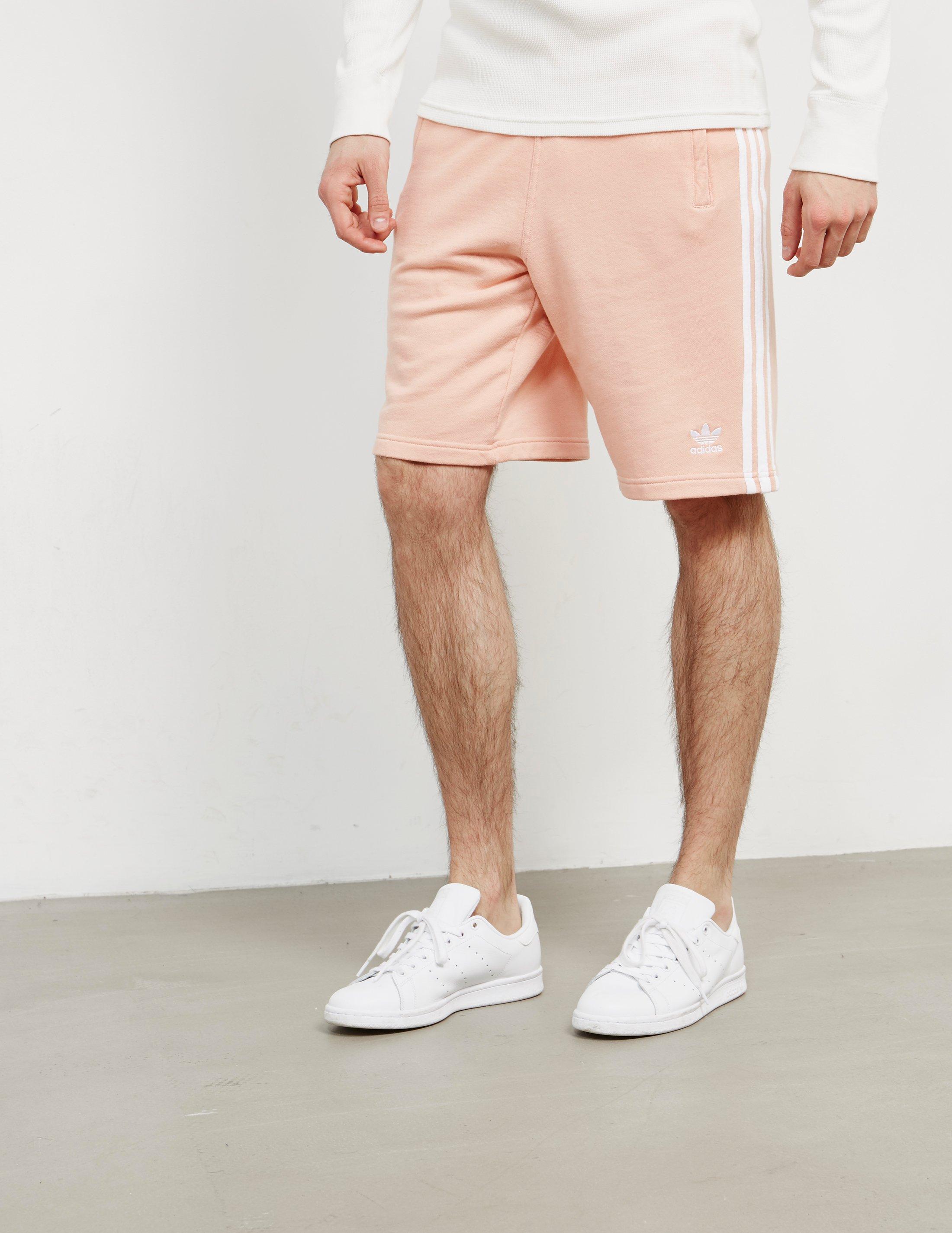 adidas Originals Mens 3-stripes Fleece Shorts Peach/peach for Men | Lyst