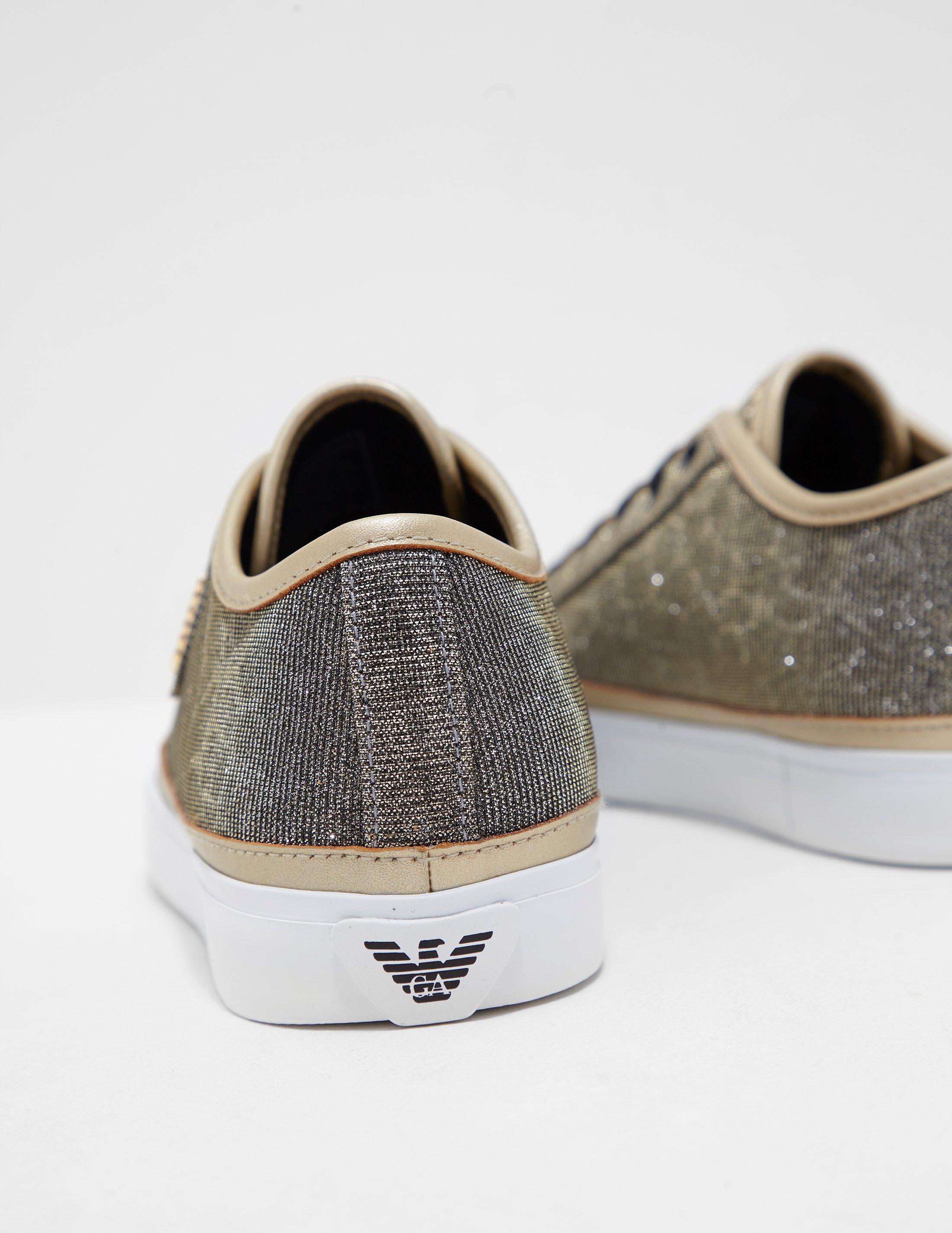Emporio Armani Womens Low Top Glitter Trainers Gold in Metallic | Lyst