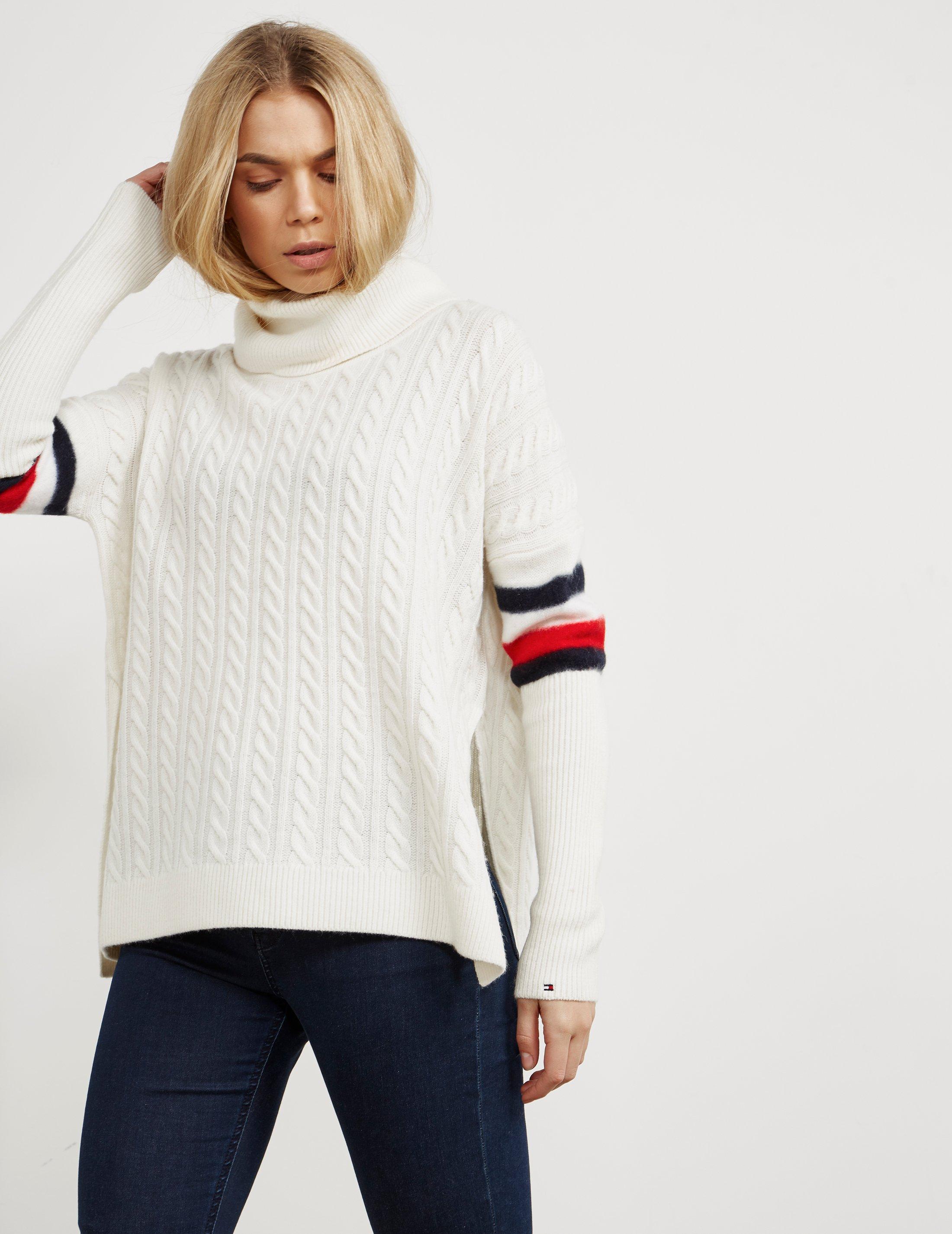 Tommy Hilfiger Womens Aida Cable Knitted Jumper White - Lyst