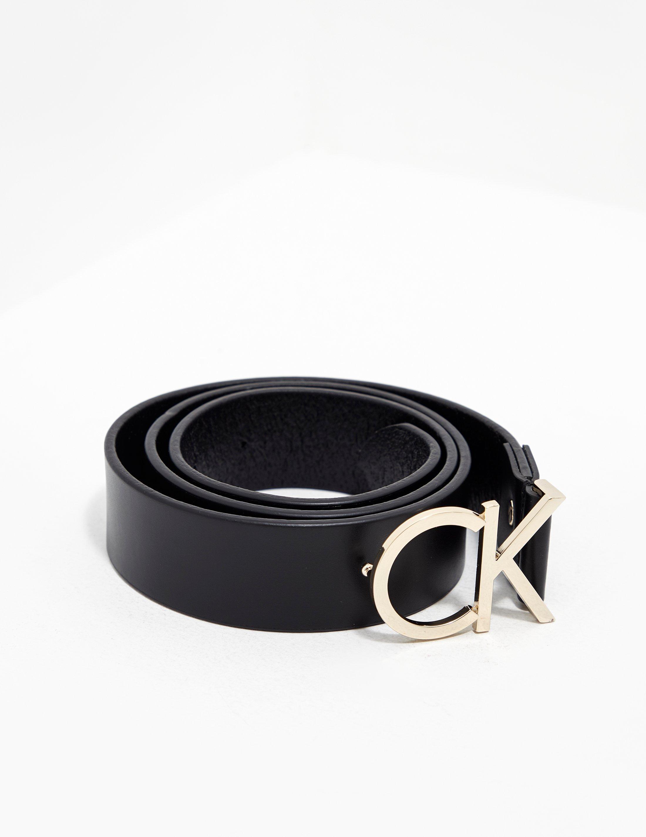 Calvin Klein Ck Logo Leather Belt Black - Lyst