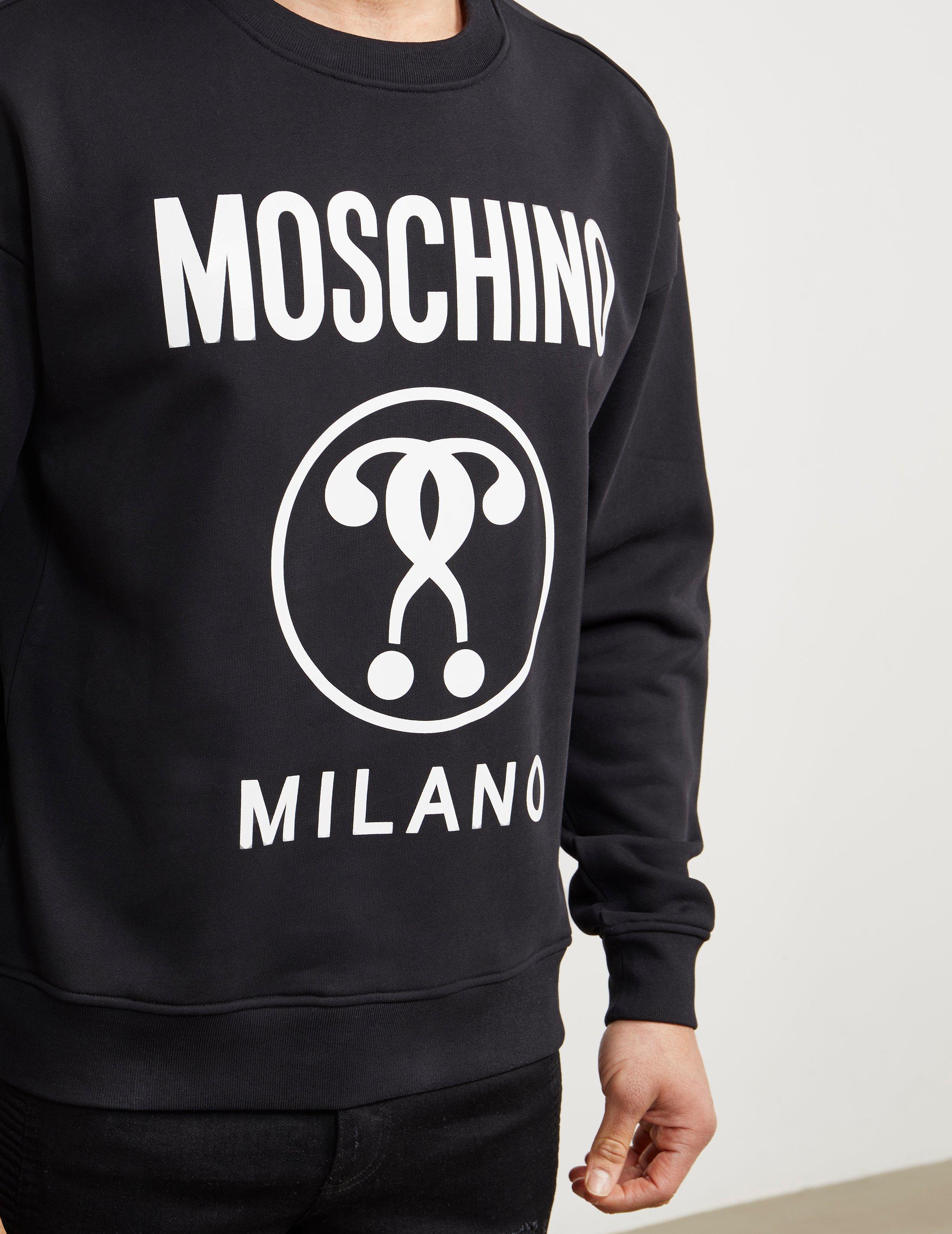 Mens Clothing Activewear gym and workout clothes Sweatshirts Moschino Cotton Logo Patch Sweatshirt in Black for Men 
