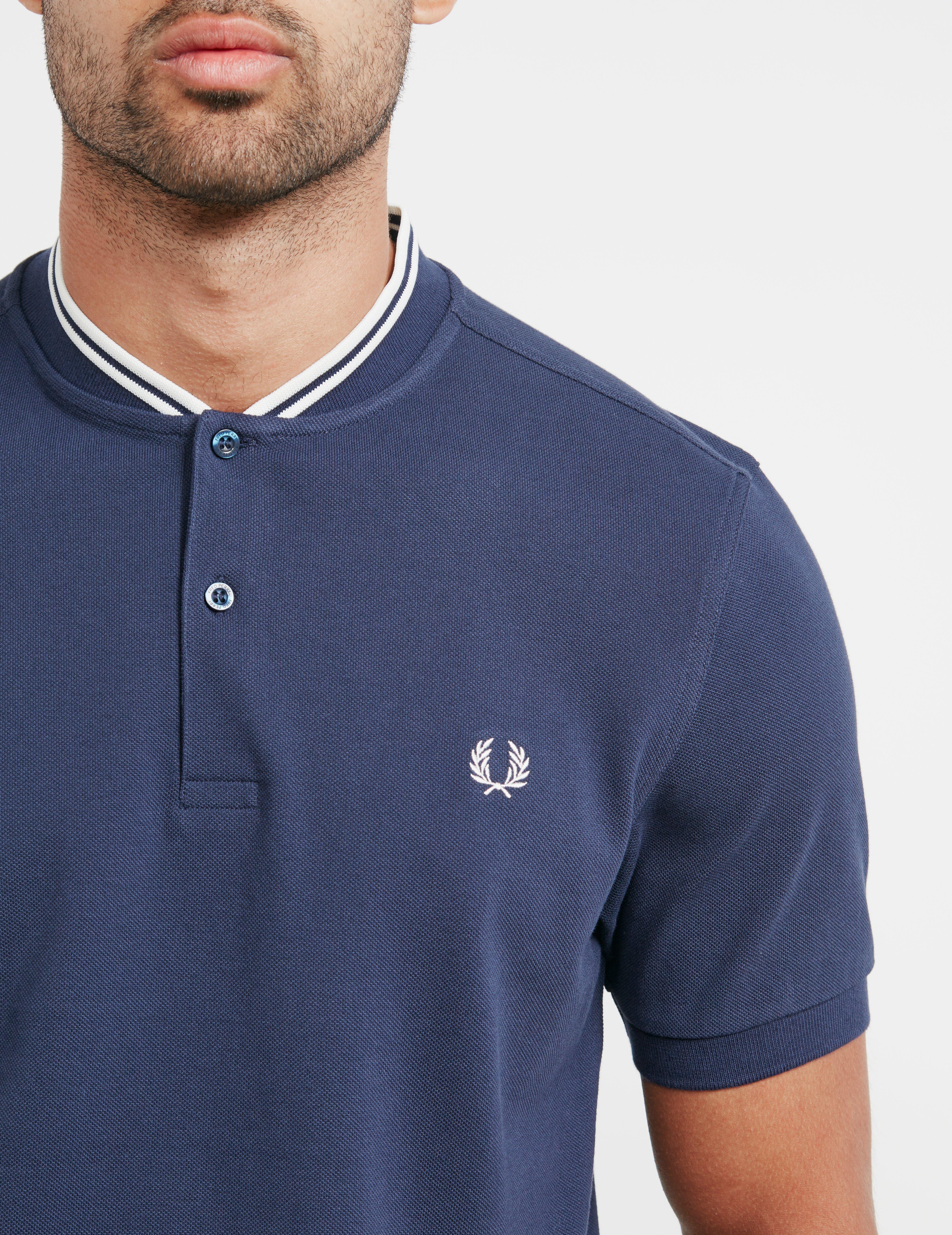 Fred Perry Bomber Collar Short Sleeve Polo Shirt Navy Blue for Men | Lyst