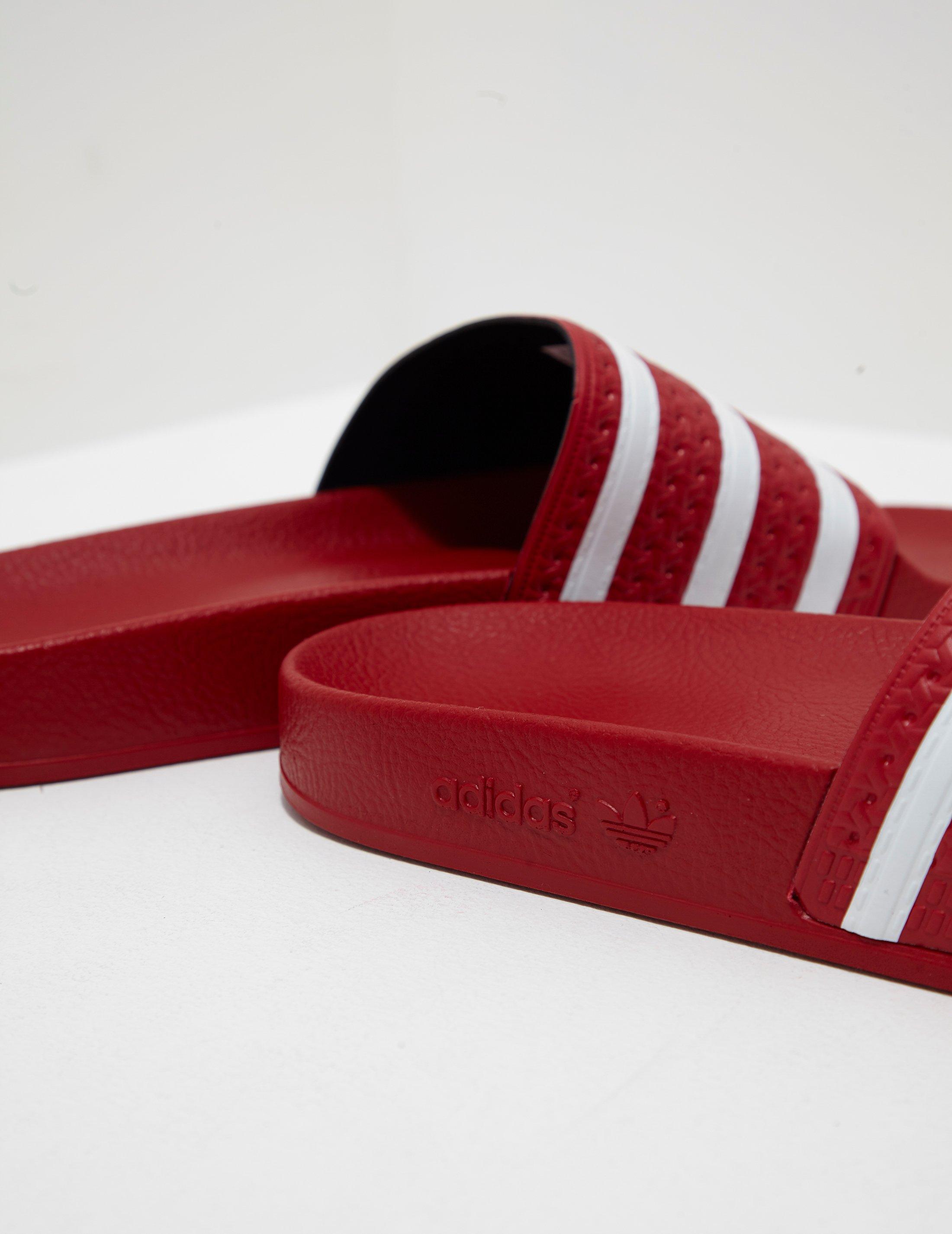 adidas Originals Mens Adilette Slides Red for Men | Lyst