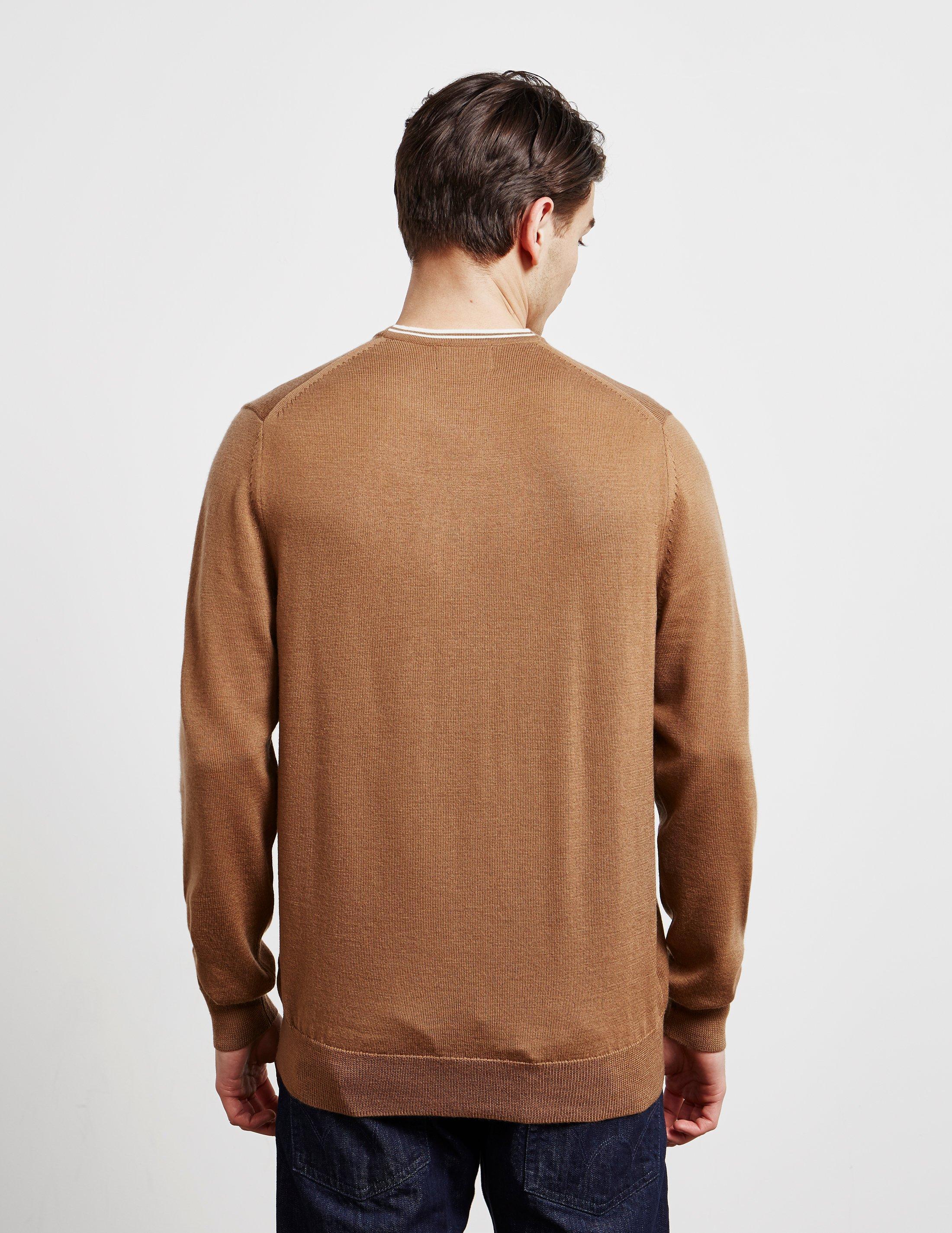 Fred Perry Wool Merino Knitted Jumper Brown for Men - Lyst
