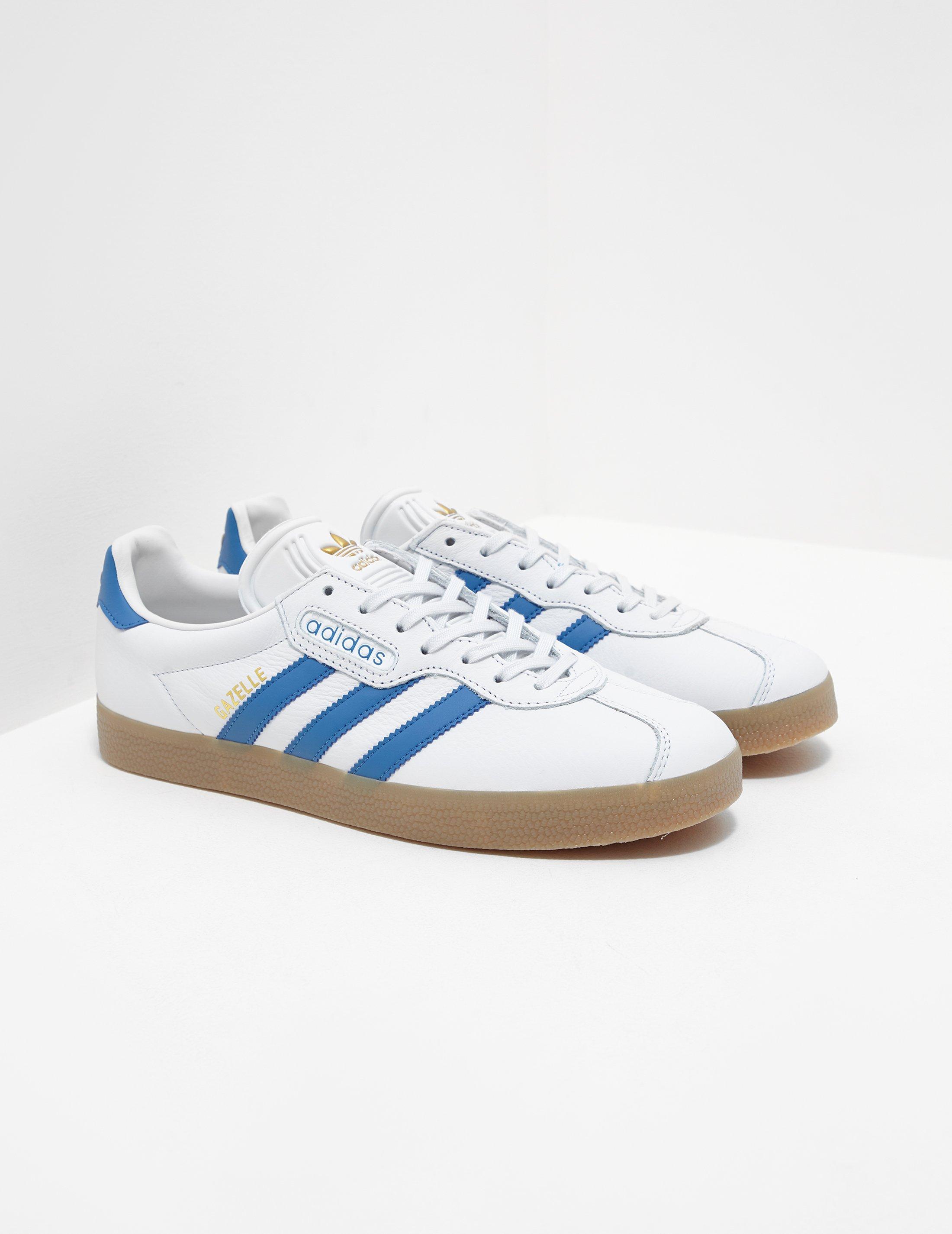 adidas originals gazelle super sneakers in white and blue, grand bargain  Hit A 81% Discount - statehouse.gov.sl