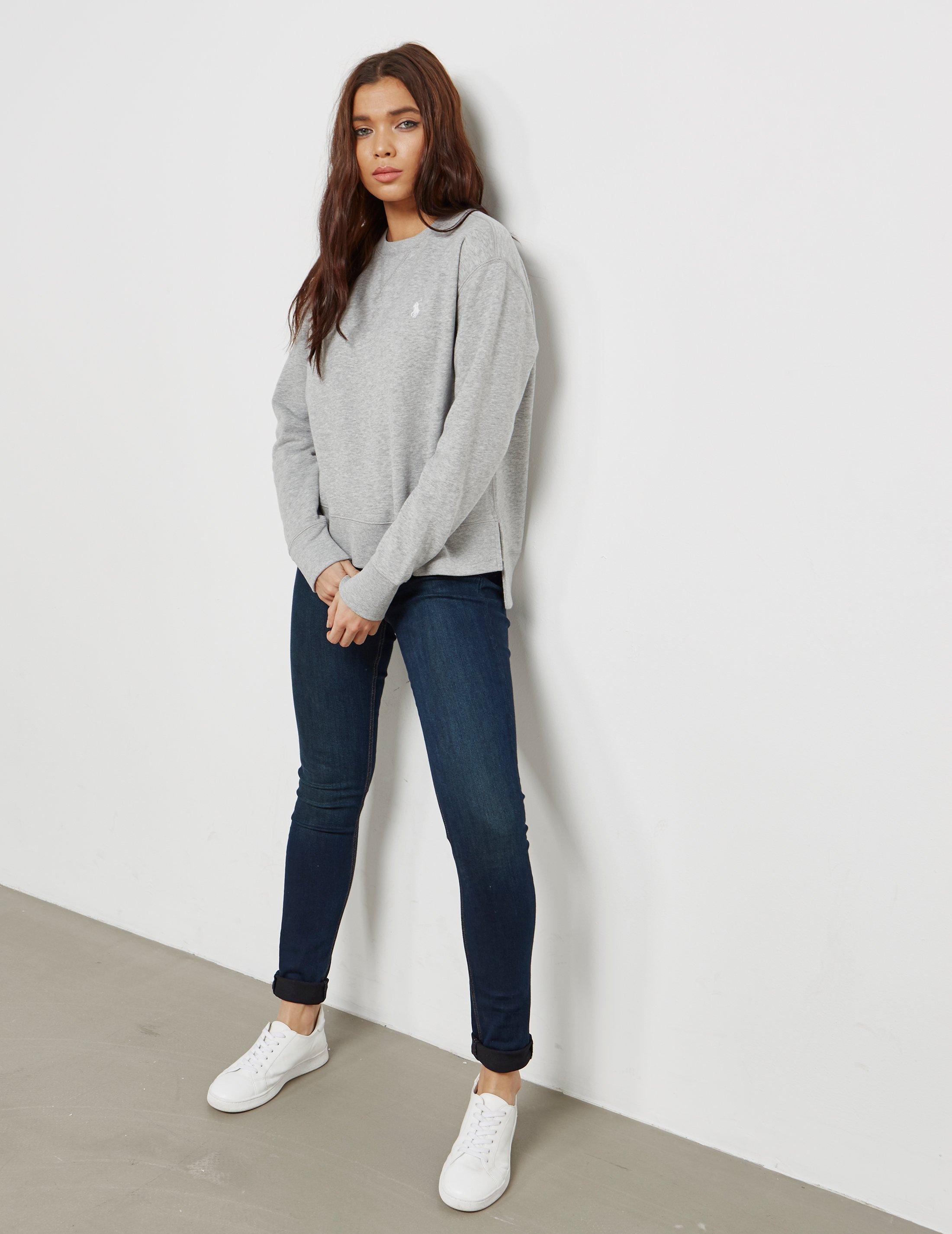 Polo Ralph Lauren Womens Crew Neck Sweatshirt Grey in Gray ...
