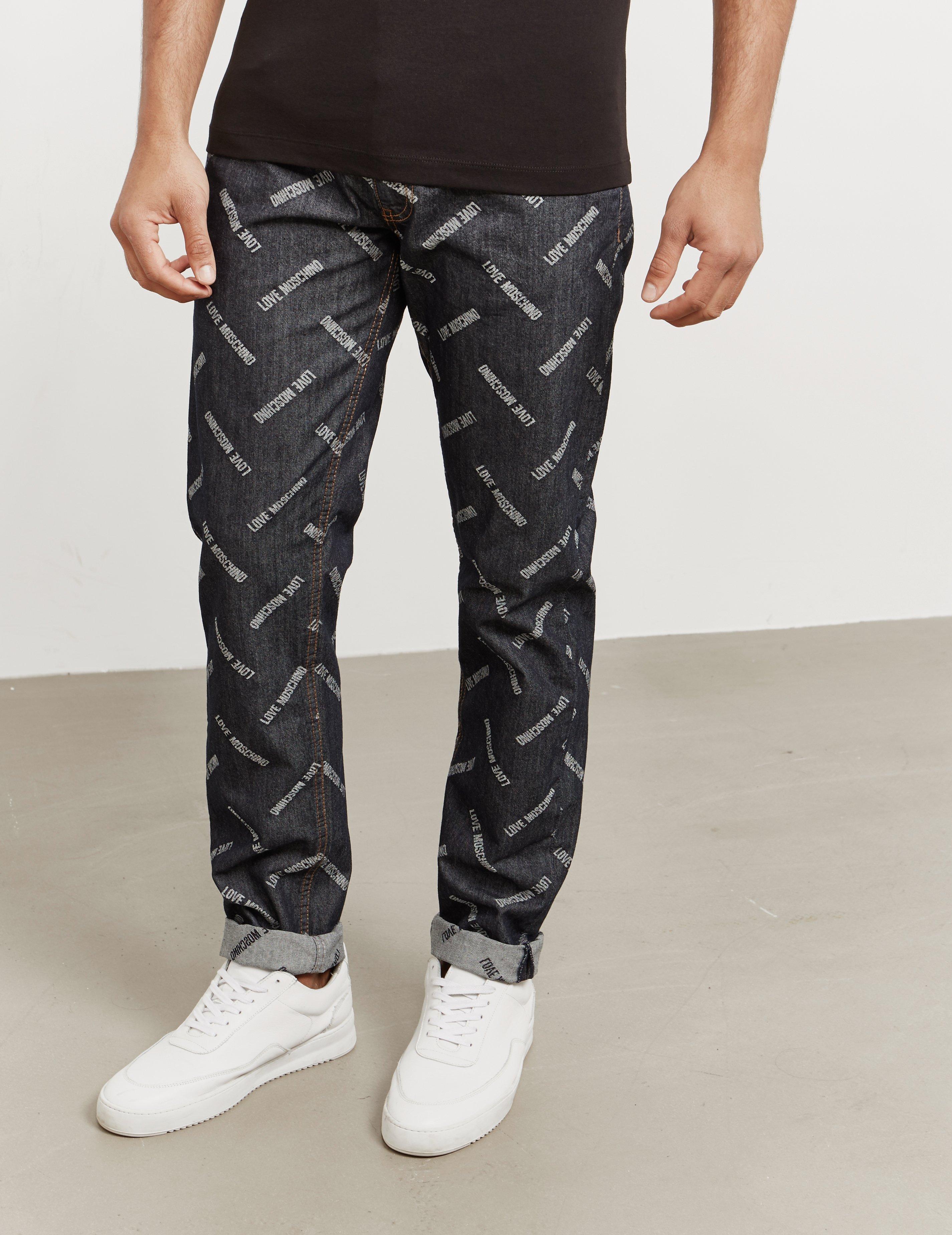 Love Moschino Denim Mens All Over Print Jeans - Online Exclusive Grey in  Gray for Men | Lyst