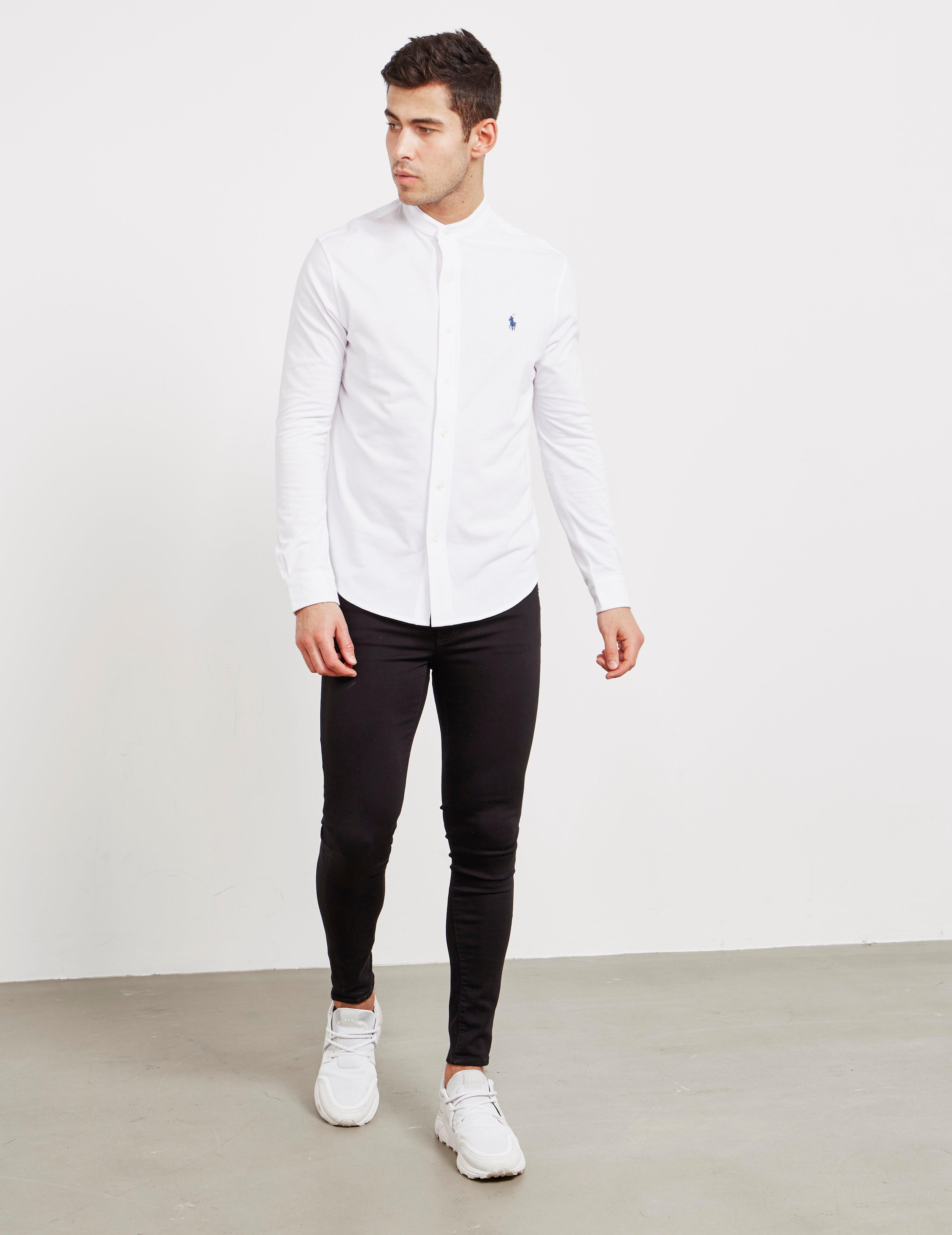 Shirt Grandad collar white with pocket Long Sleeve R504 