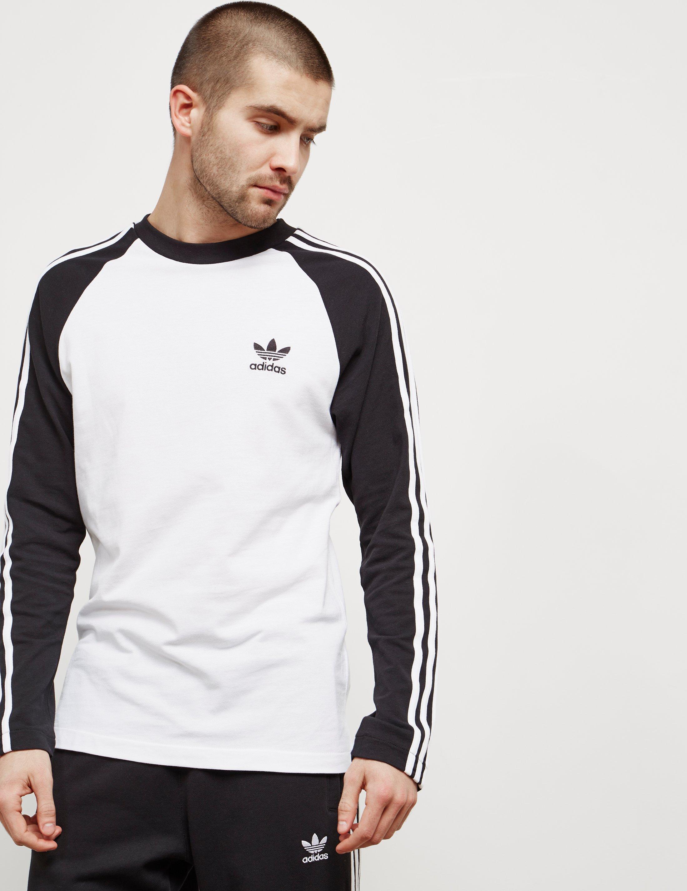 adidas Originals Cotton Mens 3-stripe Long Sleeved T-shirt White/black for  Men - Lyst