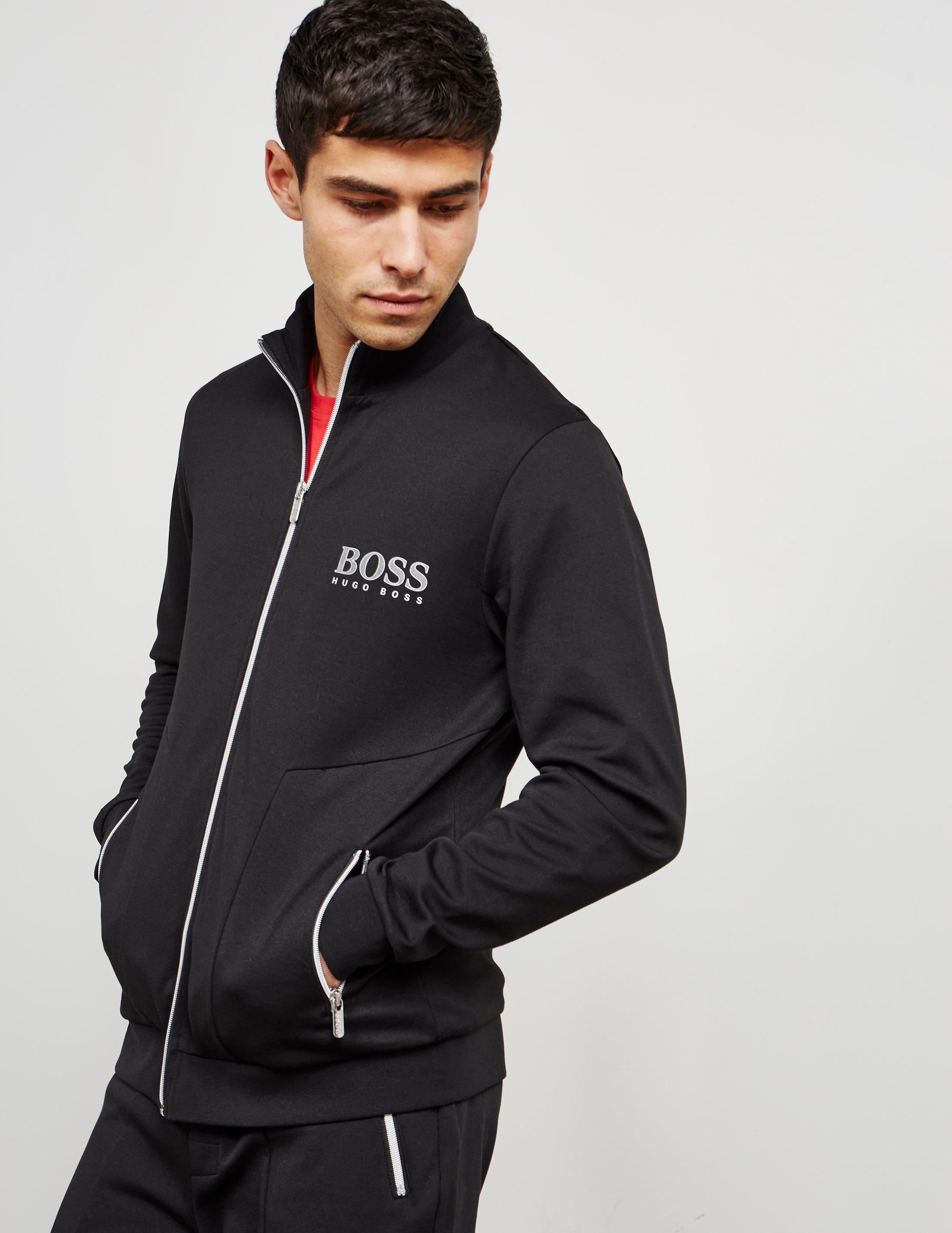 BOSS by HUGO BOSS Mens Poly Pique Full Zip Track Top Black/silver for Men -  Lyst