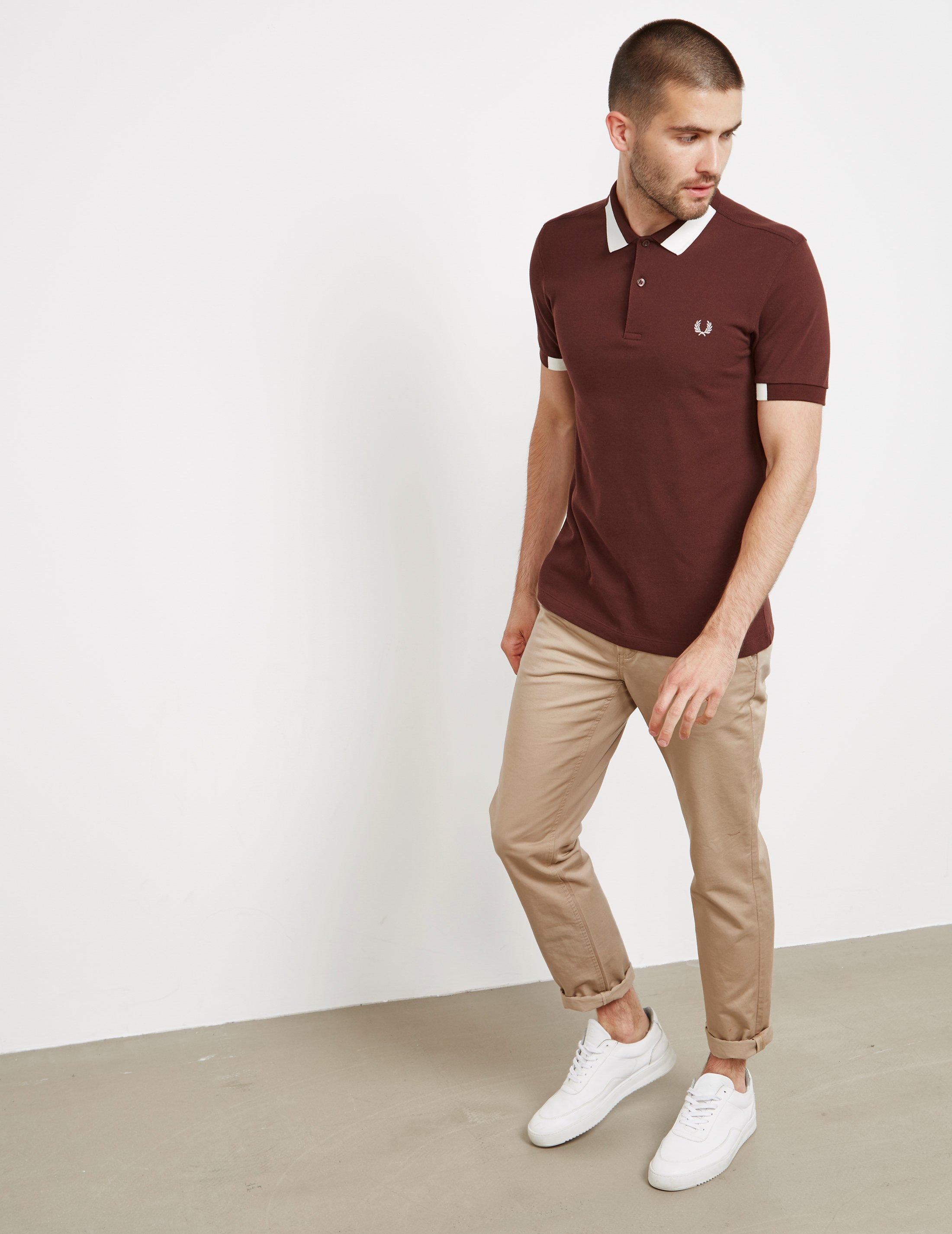 Fred Perry Cotton Mens Block Tipped Short Sleeve Polo Shirt Burgundy/ burgundy in Purple for Men - Lyst