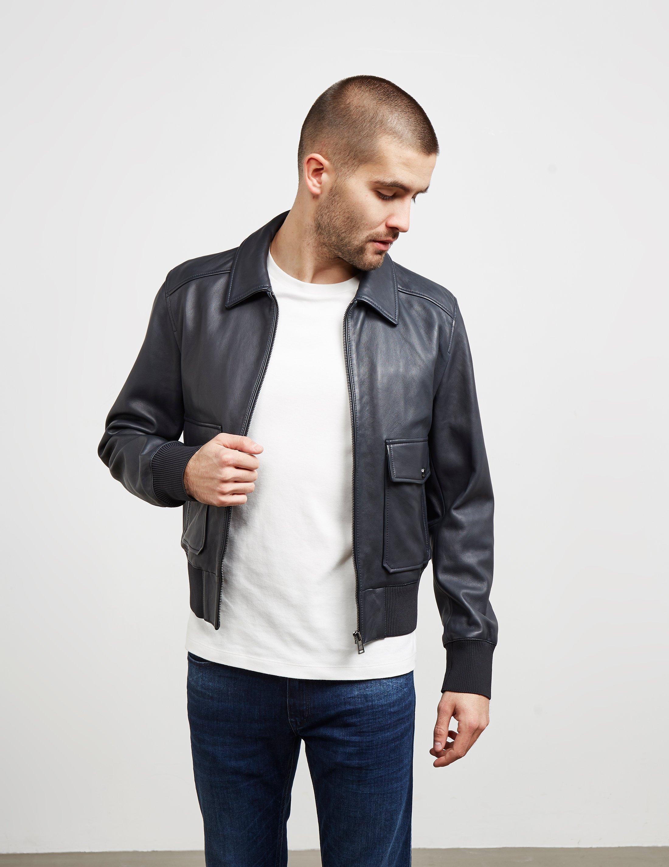 boss black leather jacket