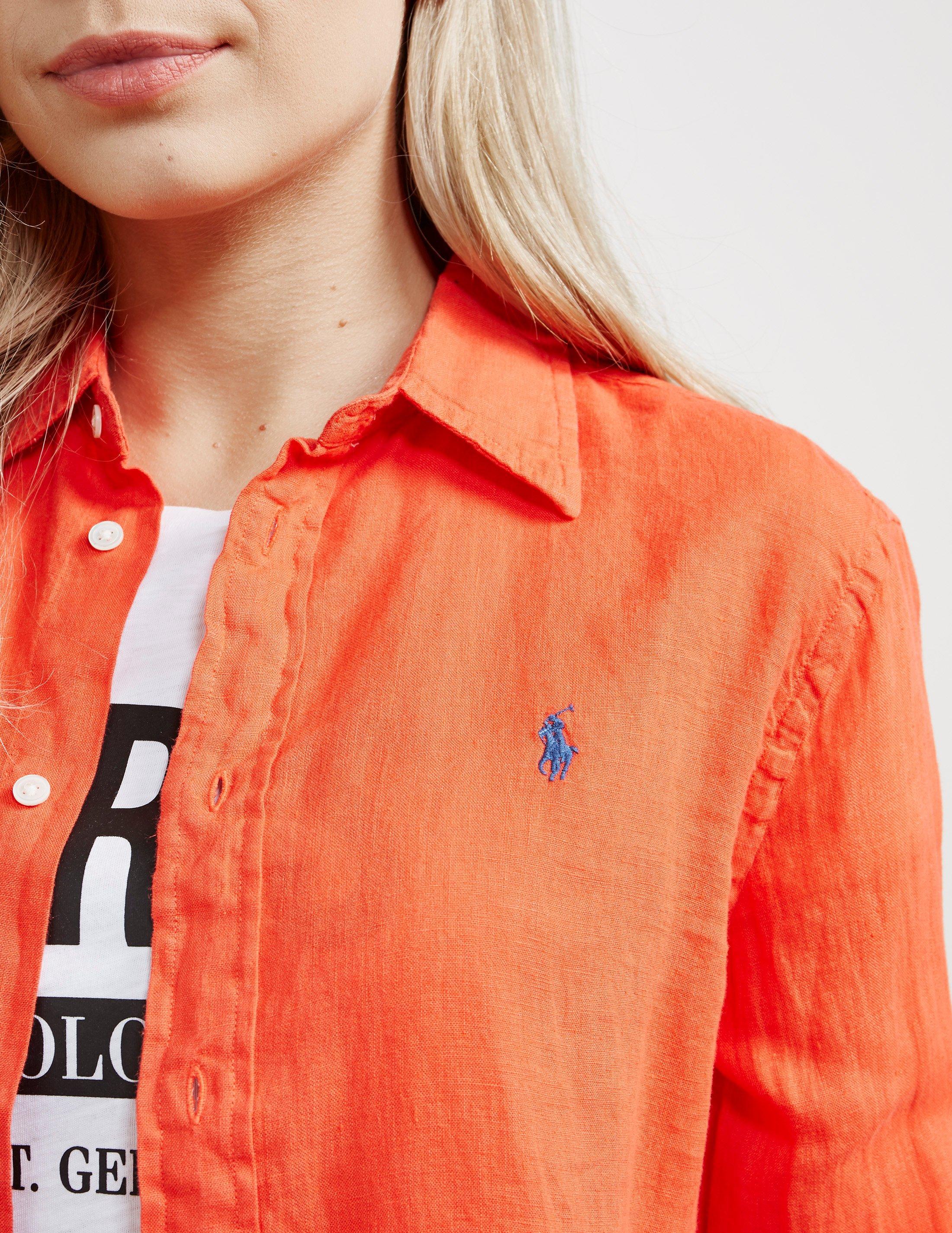 Polo Ralph Lauren Womens Linen Long Sleeve Shirt - Online Exclusive Orange  - Lyst