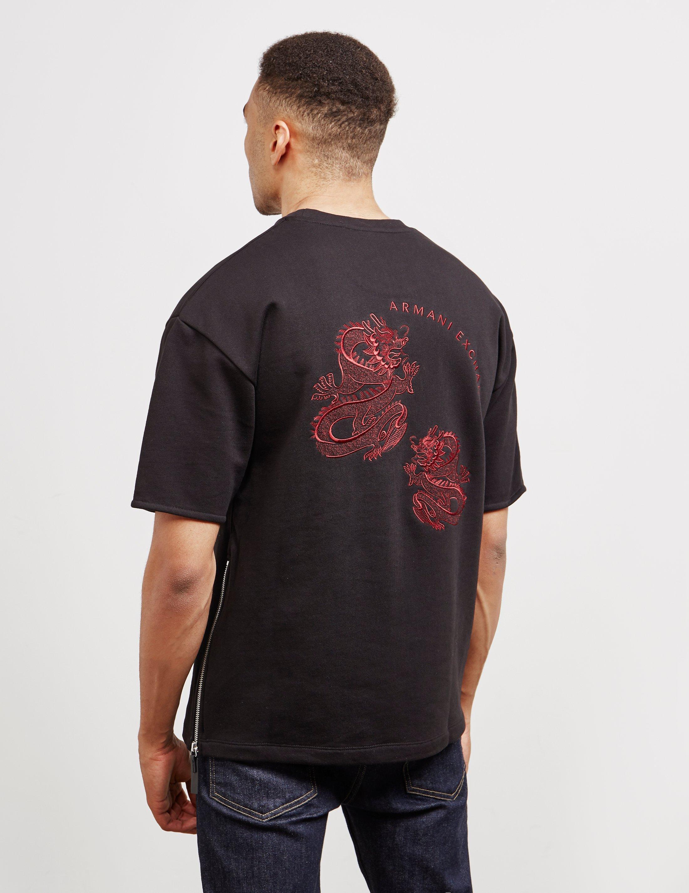 red and black armani exchange shirt
