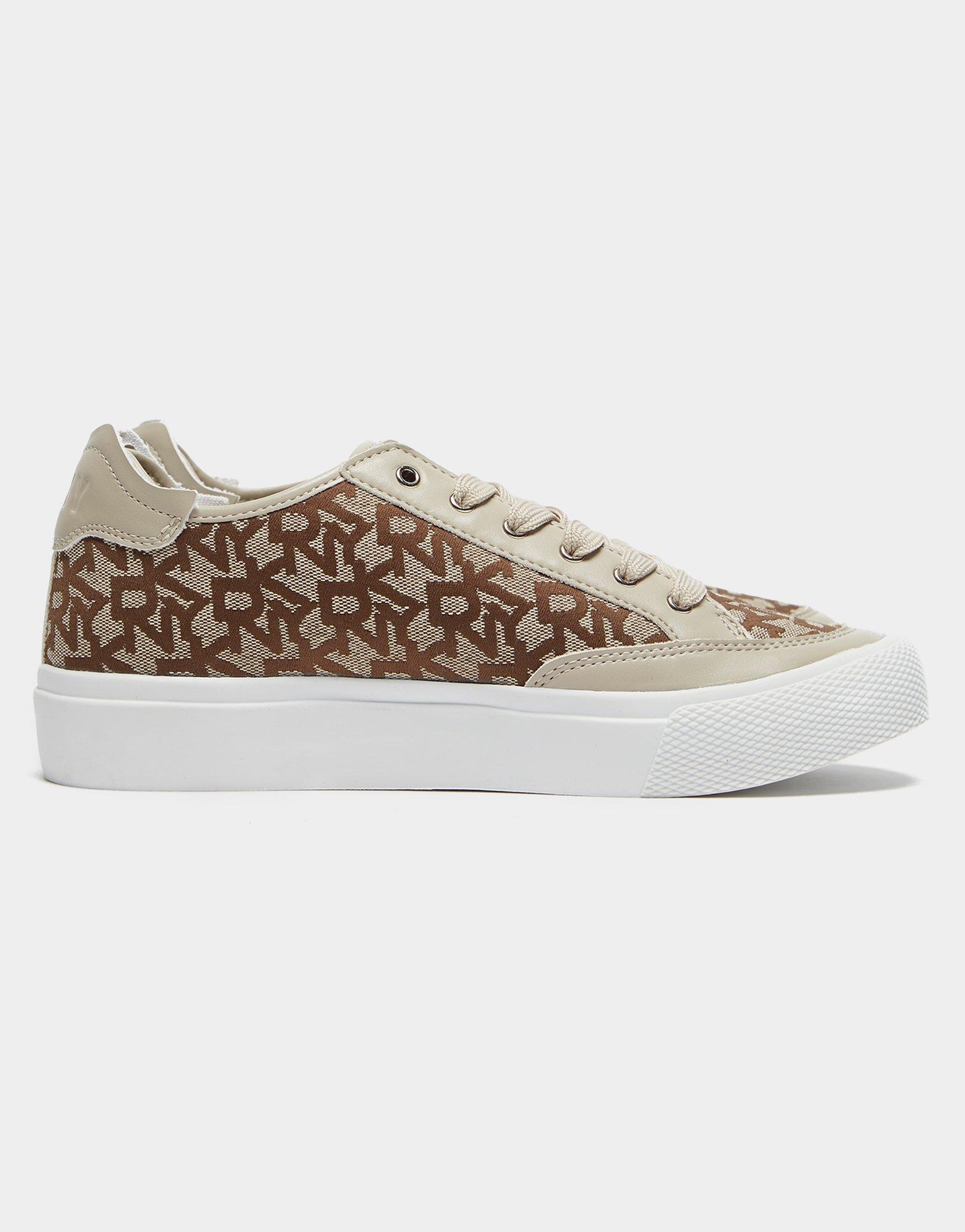 DKNY Leather Reesa Logo Trainers Brown | Lyst