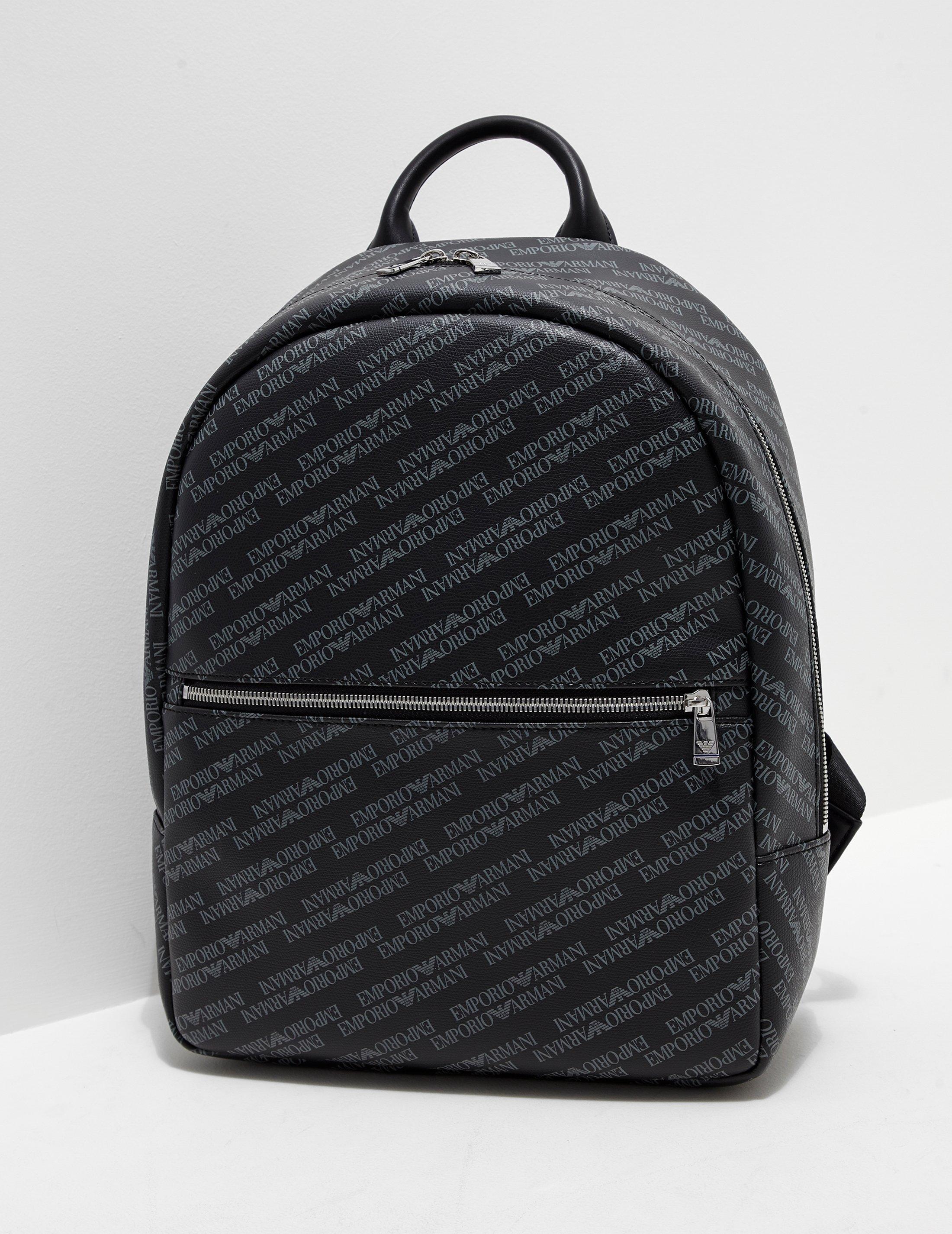 Emporio Armani Leather Mens All Over Print Backpack Black for Men - Lyst