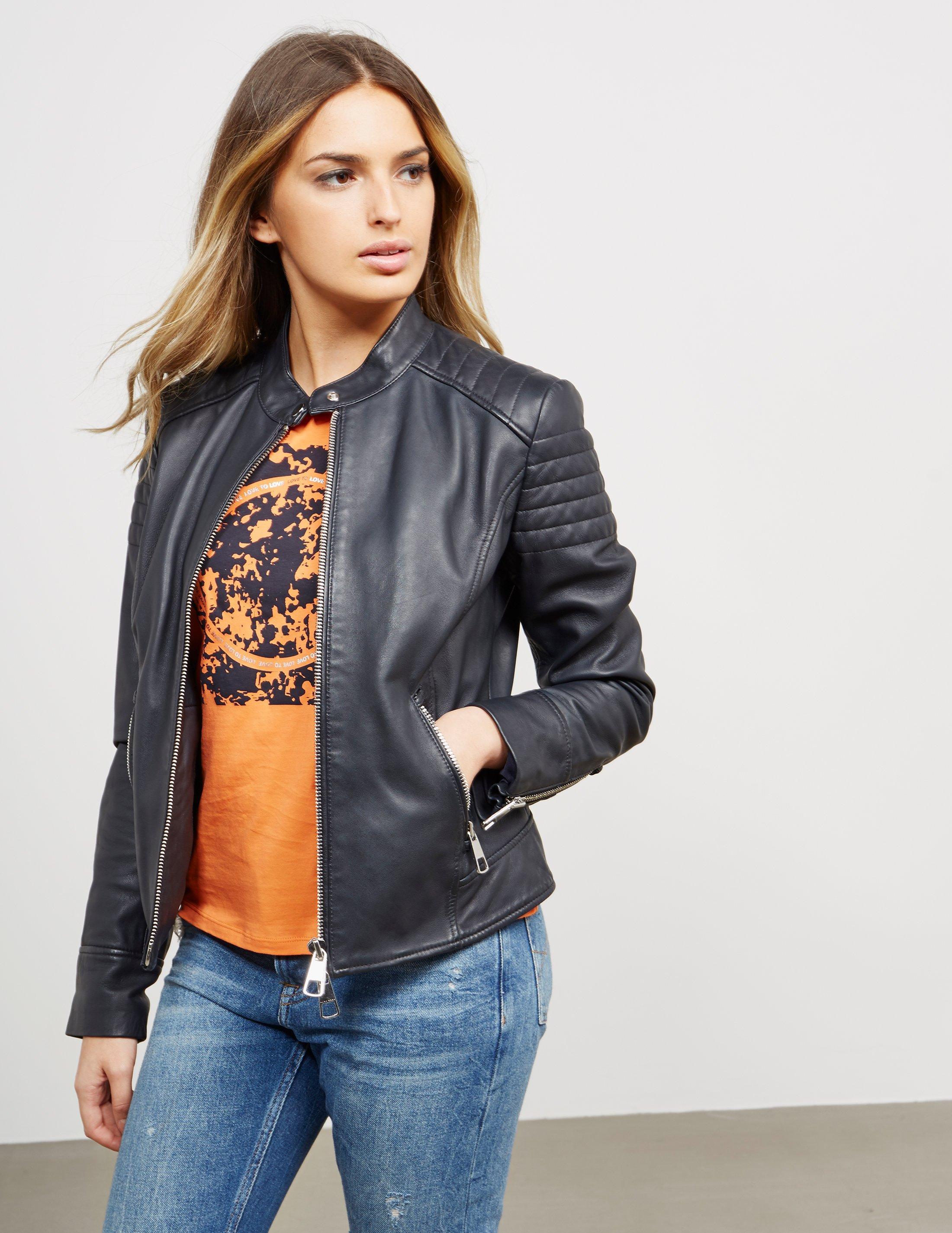 hugo boss leather jacket womens