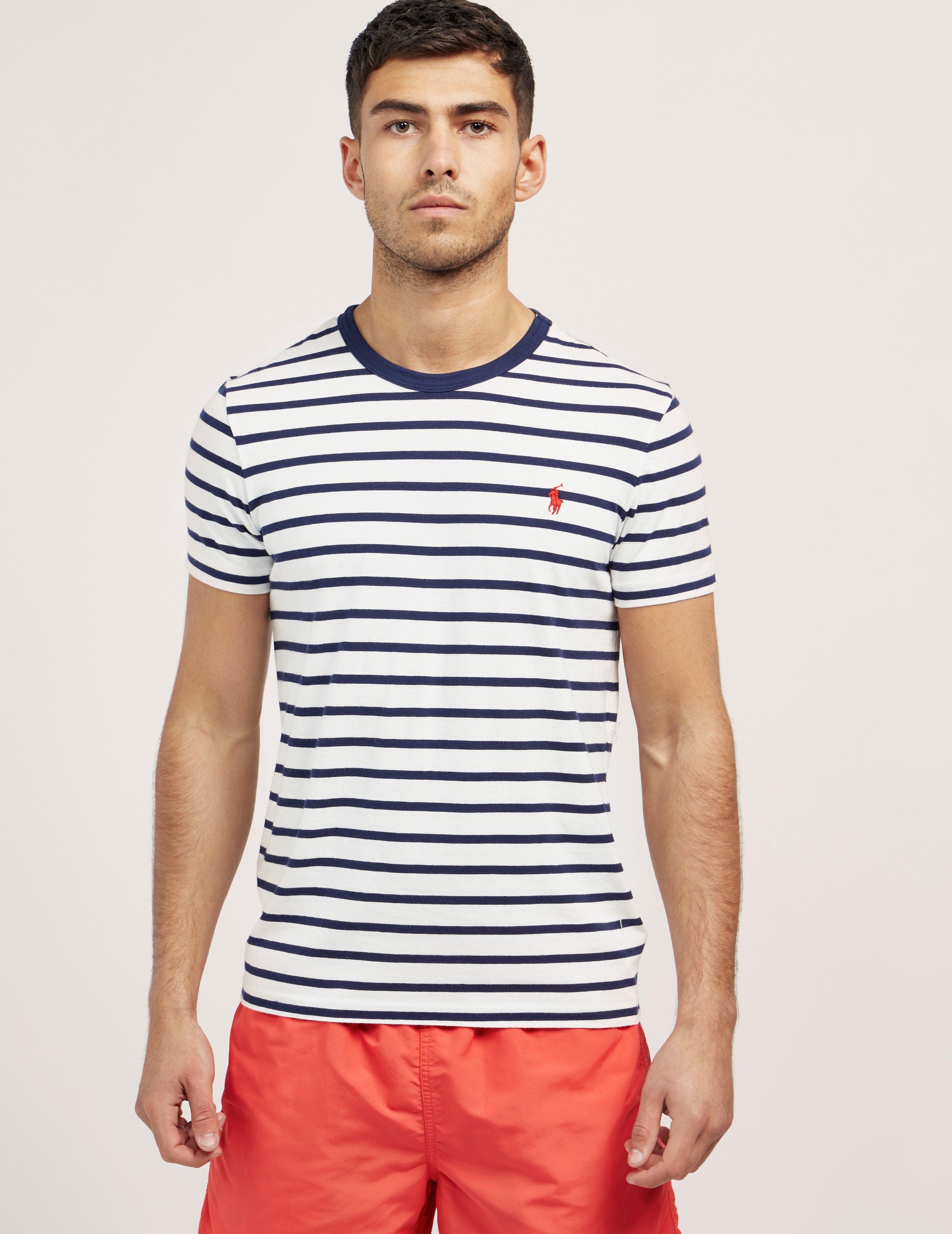 Polo Ralph Lauren Mens Striped Short Sleeve T-shirt Navy/white for Men |  Lyst