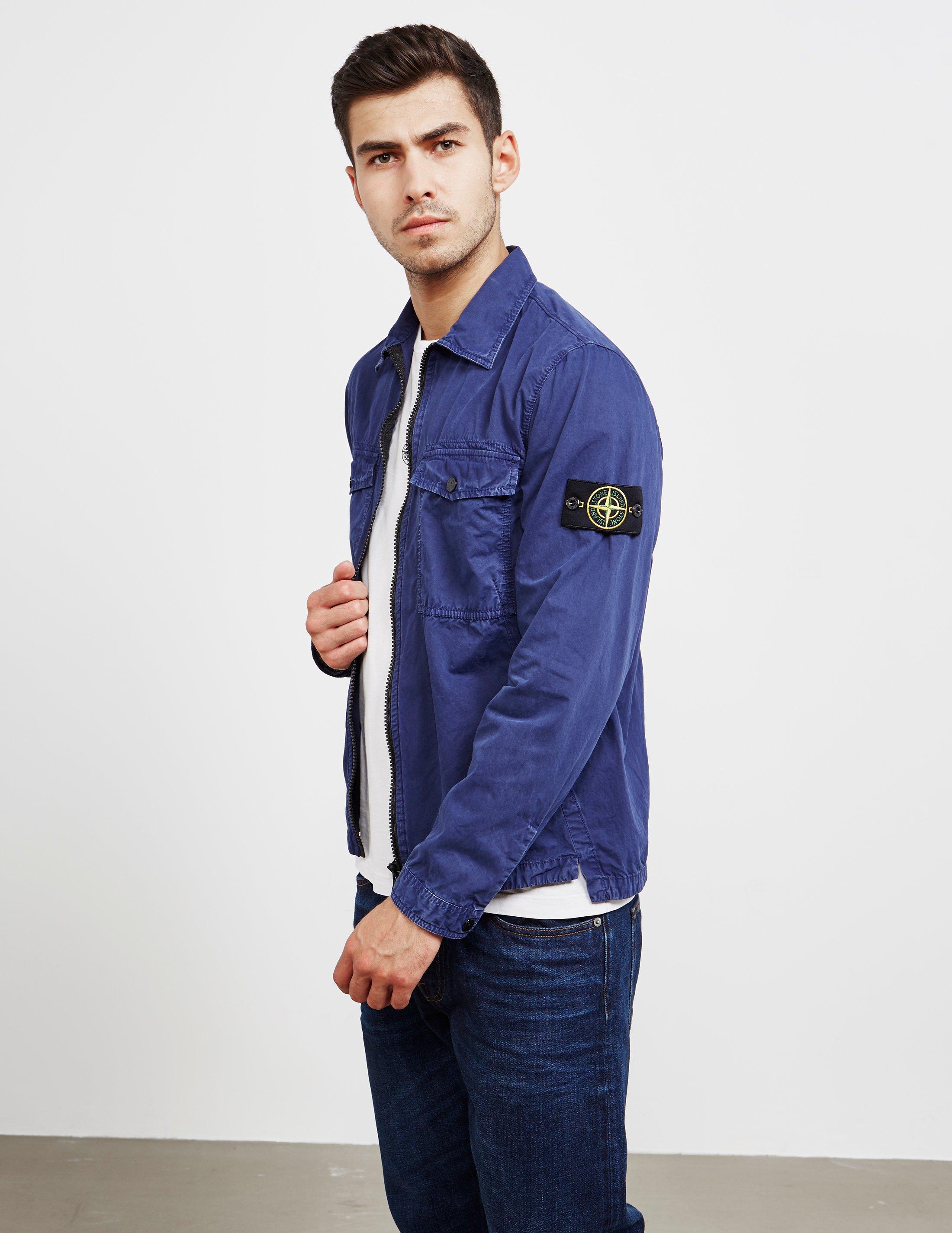 Stone Island Cotton Mens 2 Pocket Overshirt Blue for Men - Lyst