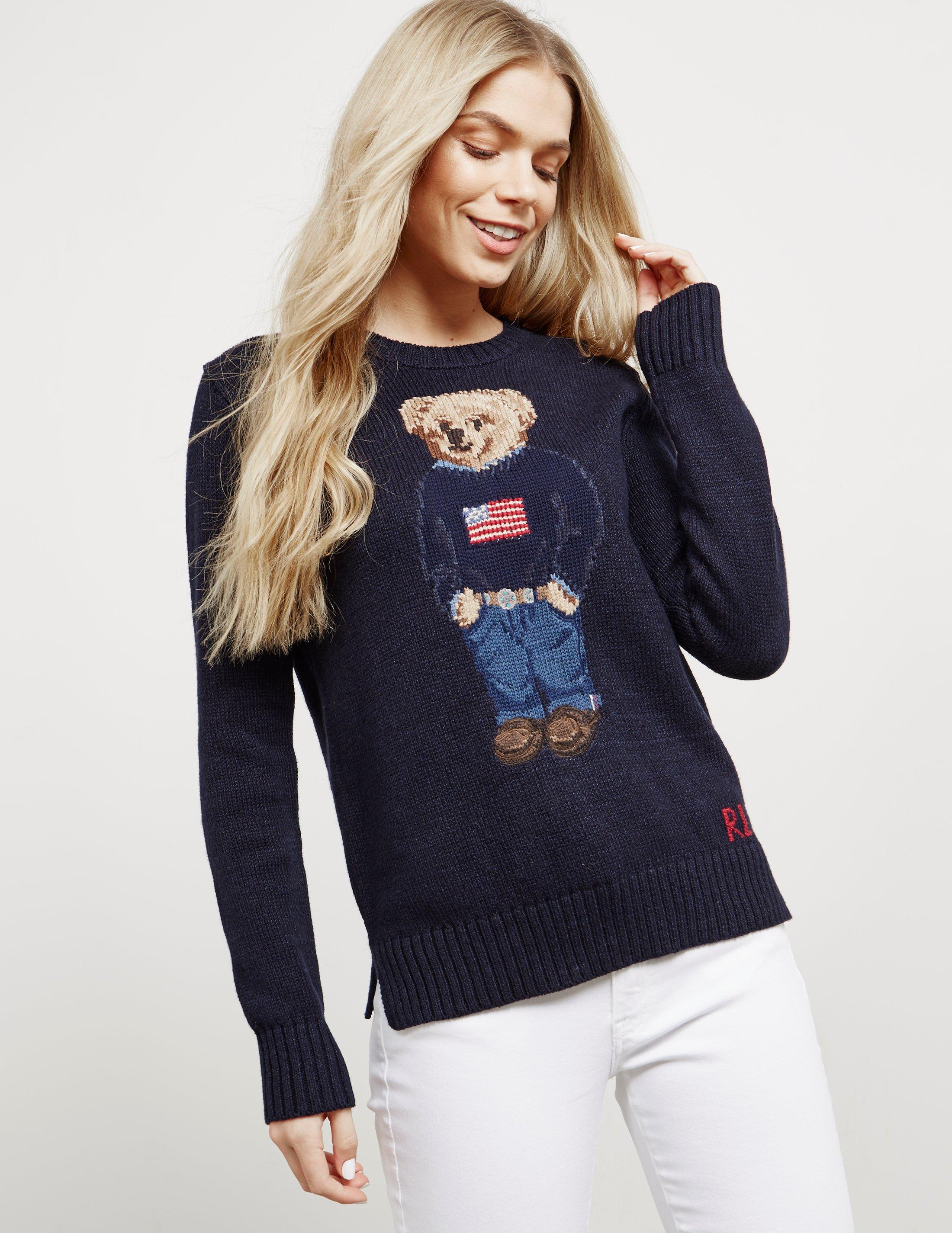 Polo Ralph Lauren Wool Womens Teddy Bear Knitted Jumper - Online Exclusive  Navy Blue - Lyst