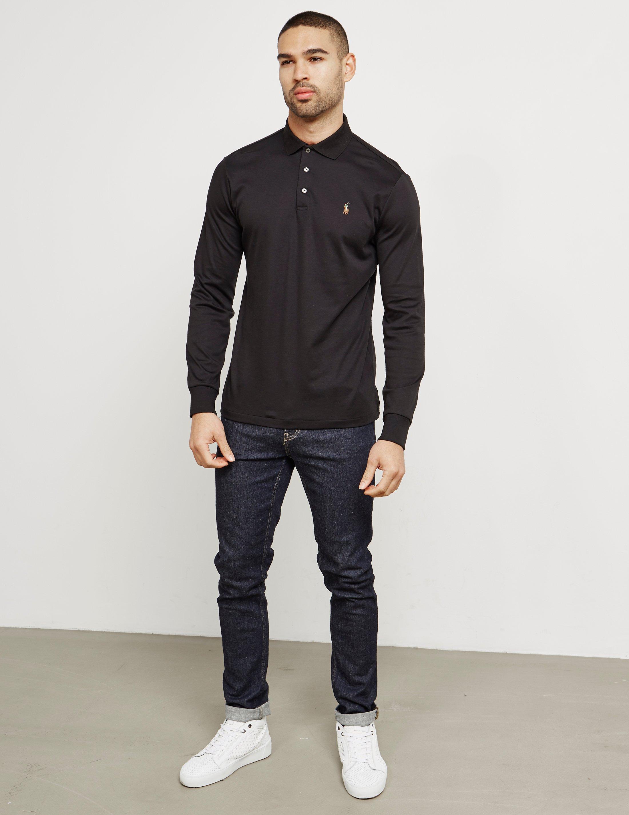 Polo Ralph Lauren Mens Pima Cotton Long Sleeve Polo Shirt Black for Men |  Lyst