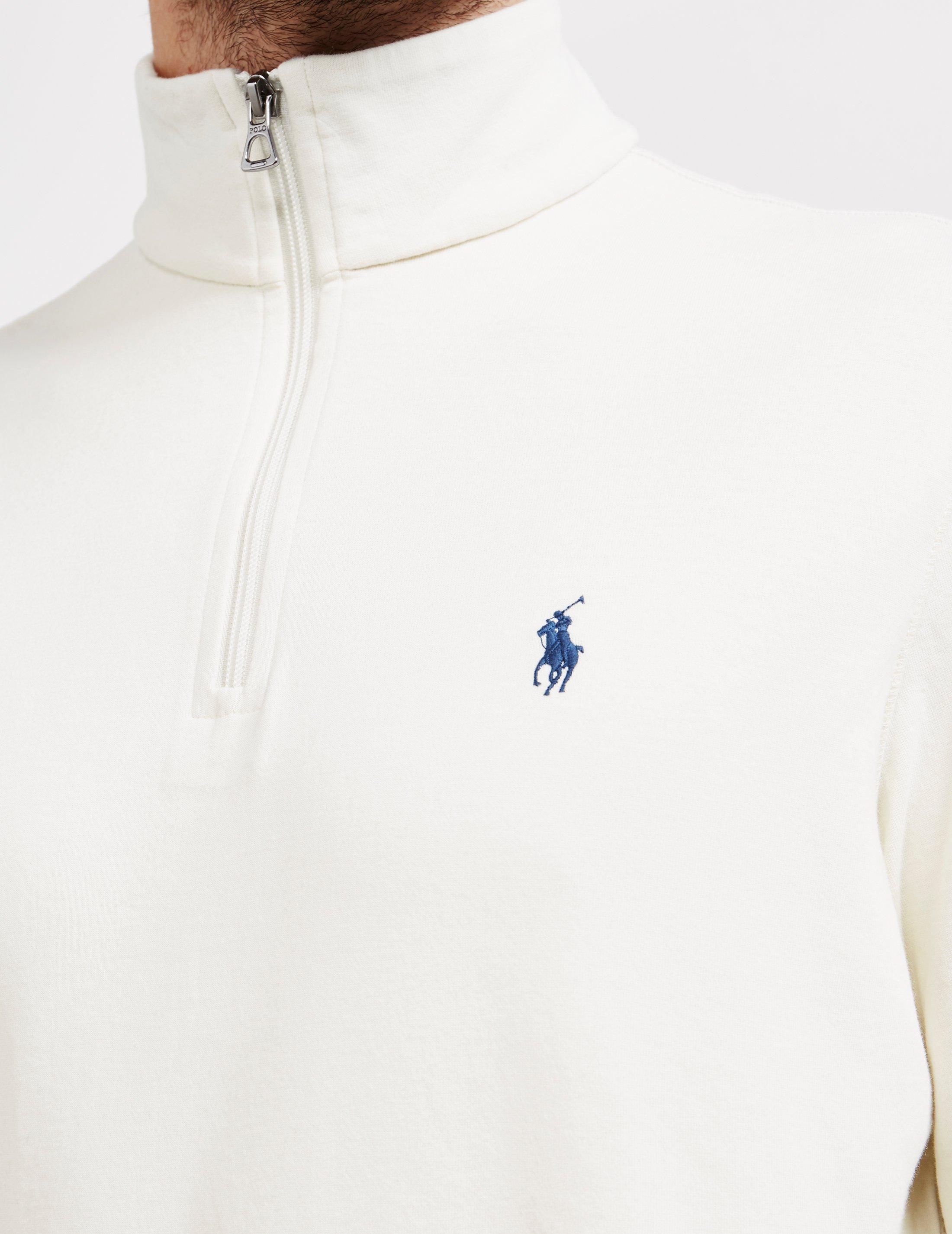 Polo Ralph Lauren Cotton Half Zip Sweatshirt Cream in Natural for Men - Lyst