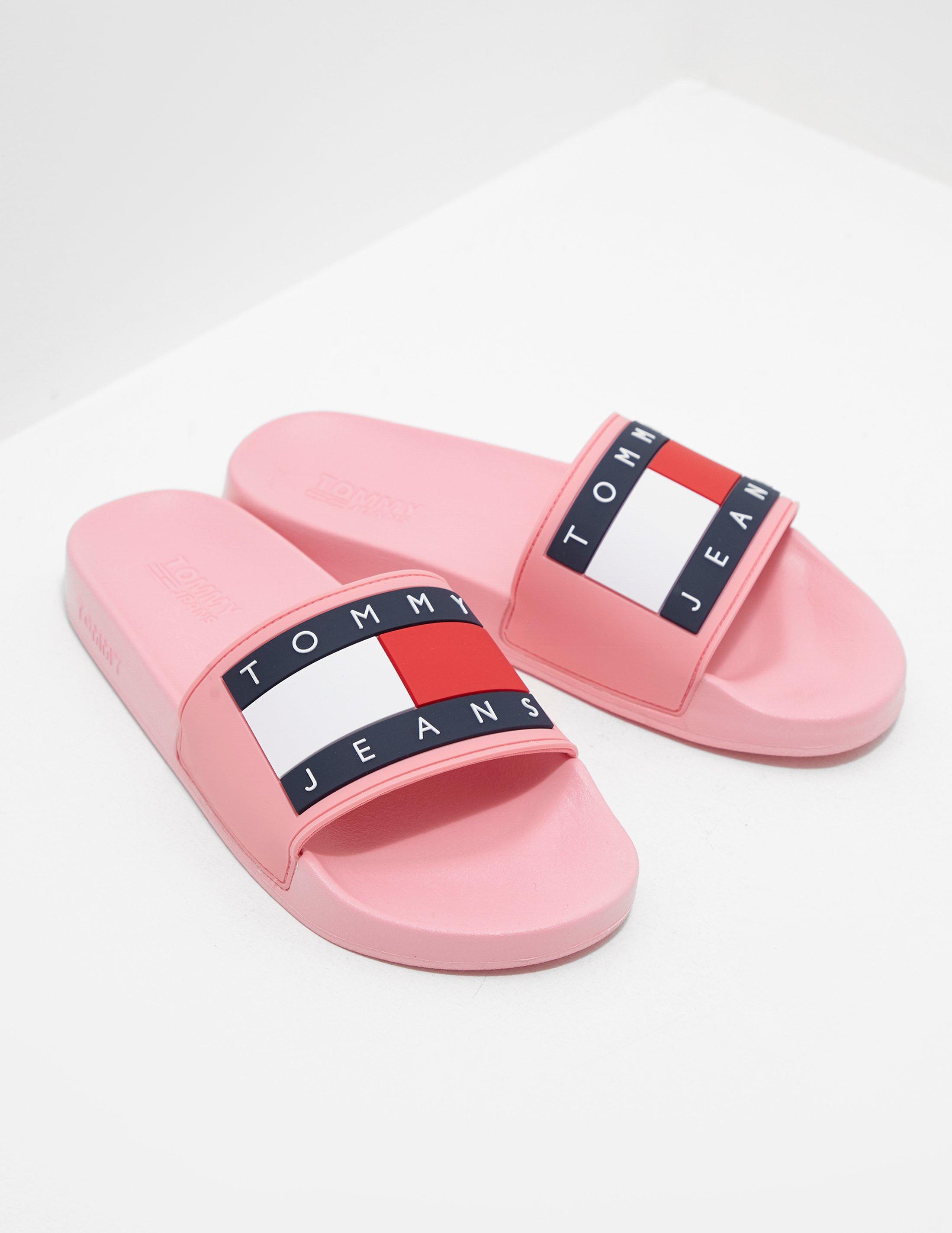 Tommy Hilfiger Flag Slides Women's Pink | Lyst