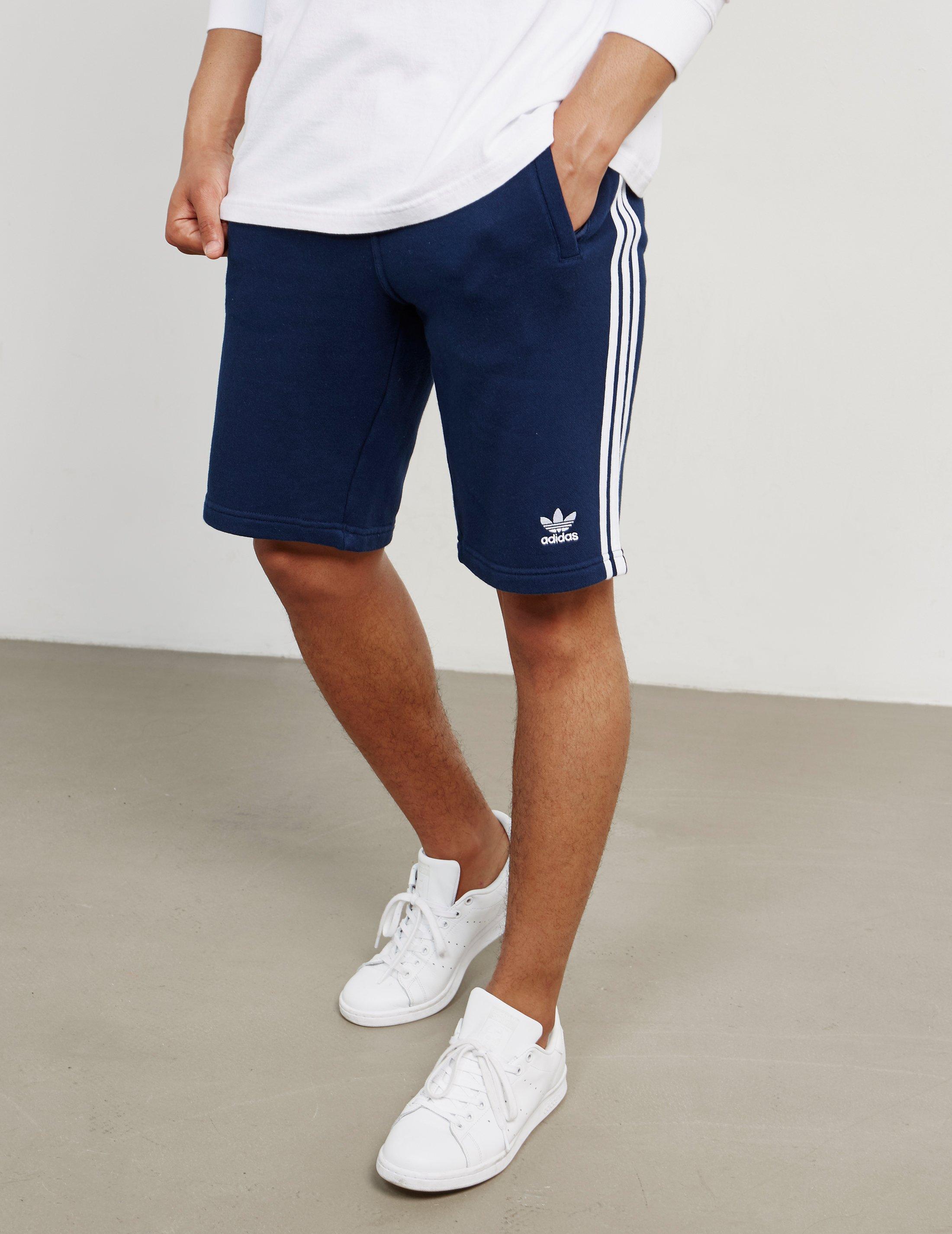 adidas Originals Mens 3-stripes Fleece Shorts Navy Blue for Men | Lyst UK