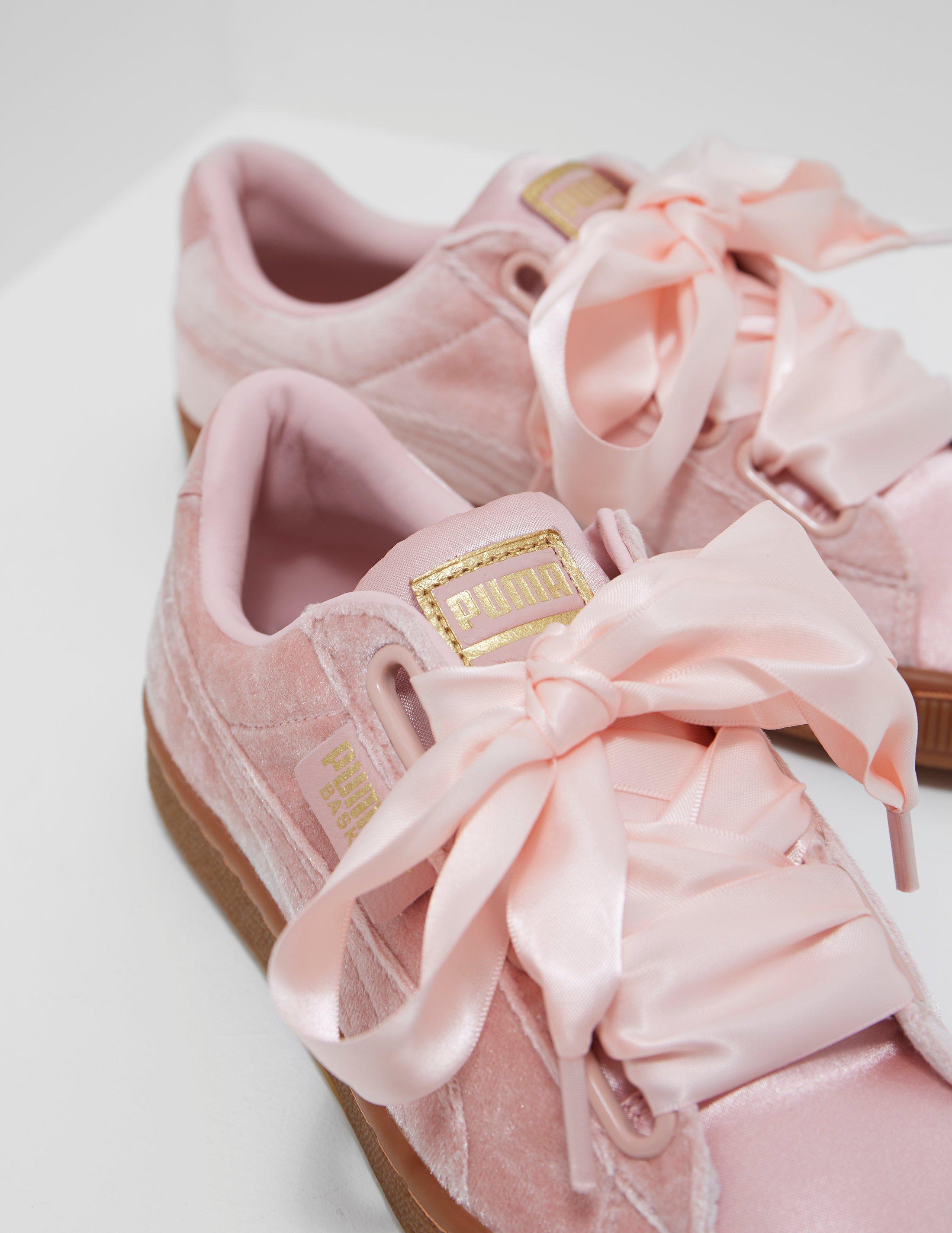 PUMA Womens Pink / Gum Velvet Basket Heart Trainers Women's Shoes (trainers)  In Pink | Lyst