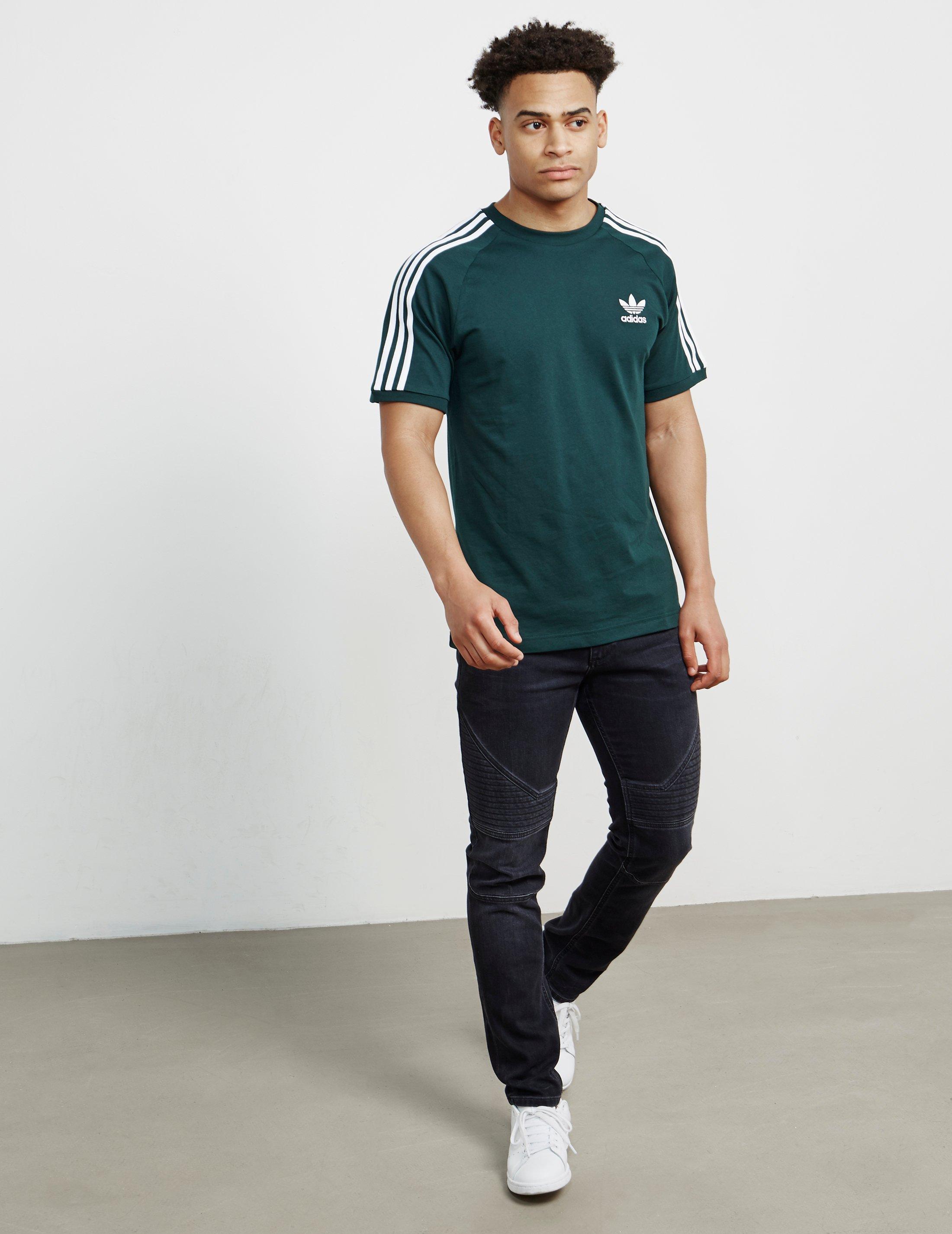 adidas 3 stripe t shirt green