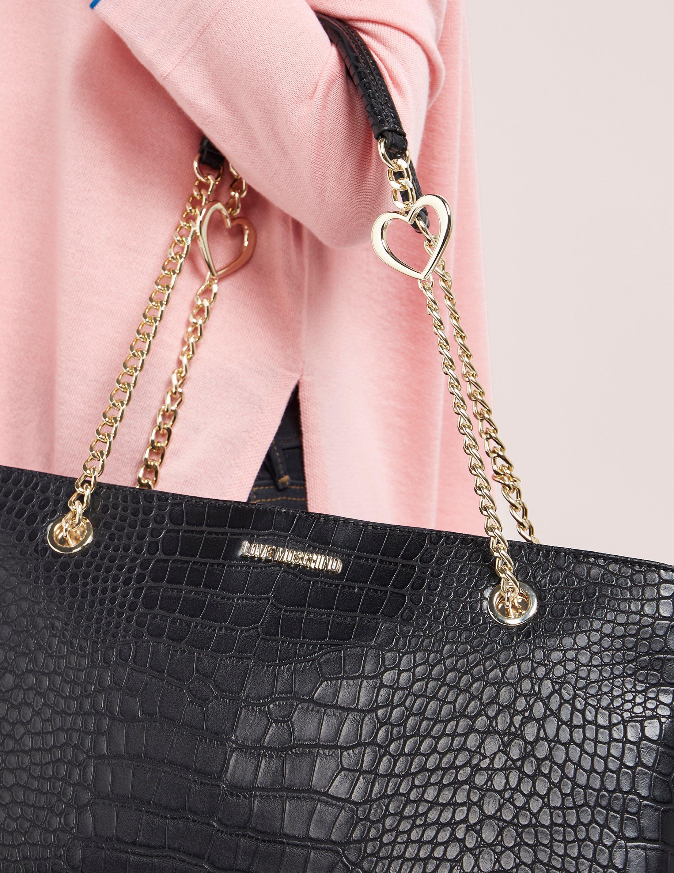 Download Love Moschino Mock Crocodile Shopper Bag in Black - Lyst