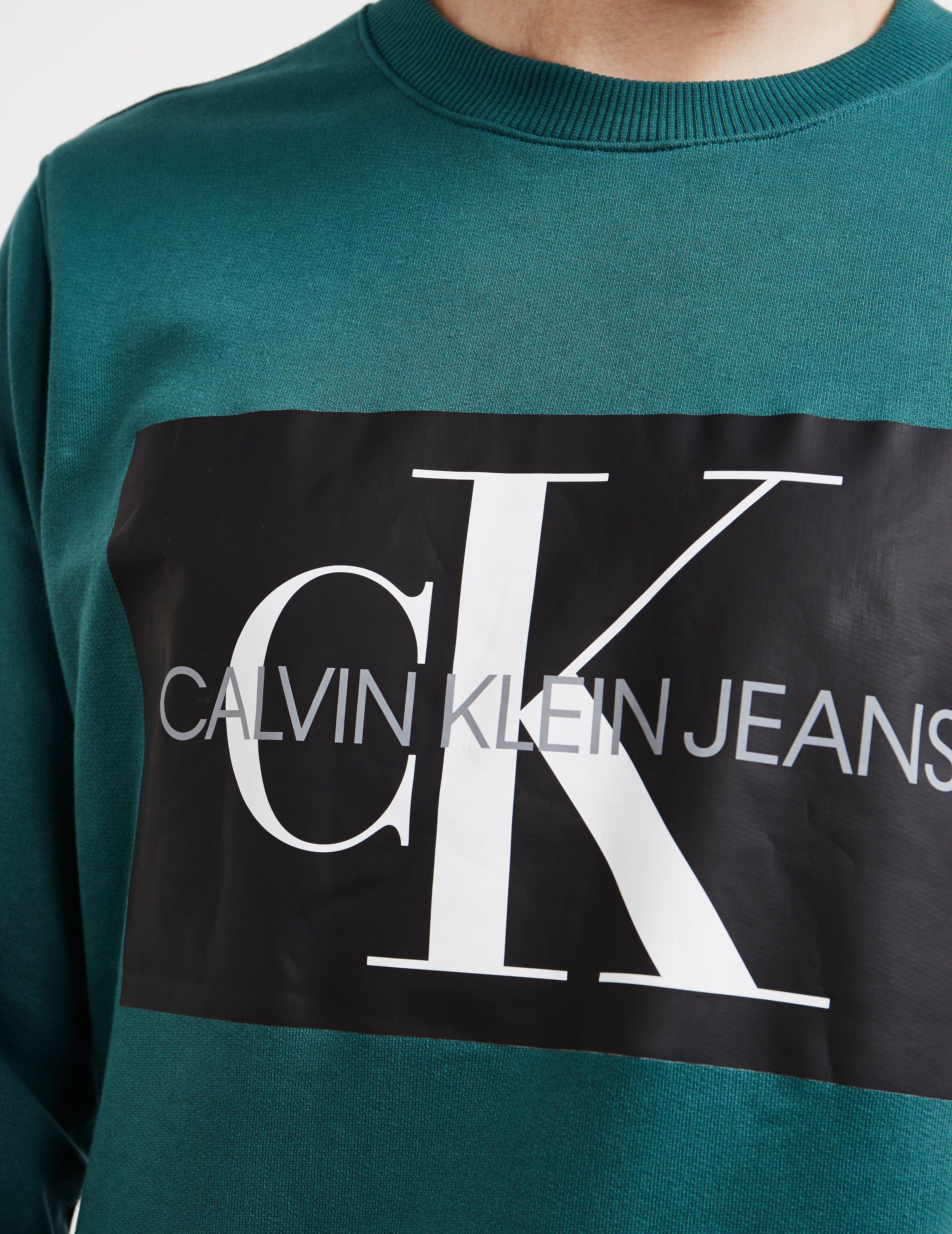 Calvin Klein Cotton Monogram Box Logo Sweatshirt Green for Men - Lyst