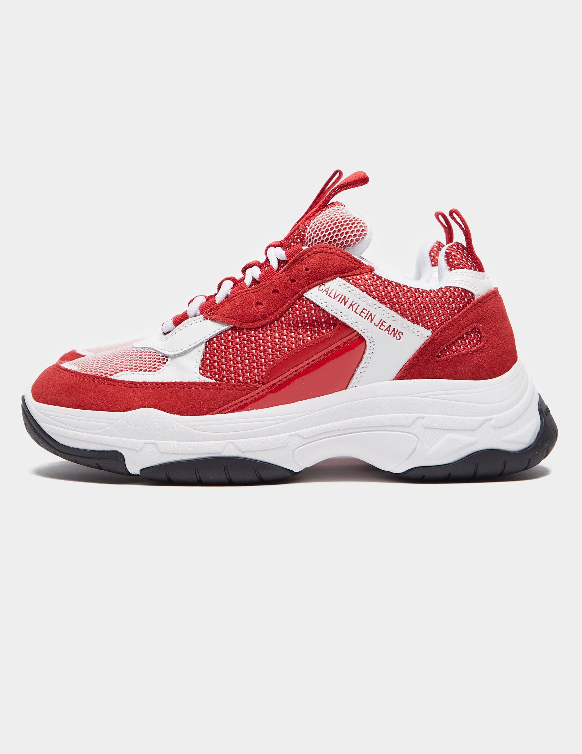 Calvin Klein Leather Maya Chunky Sneaker Red | Lyst