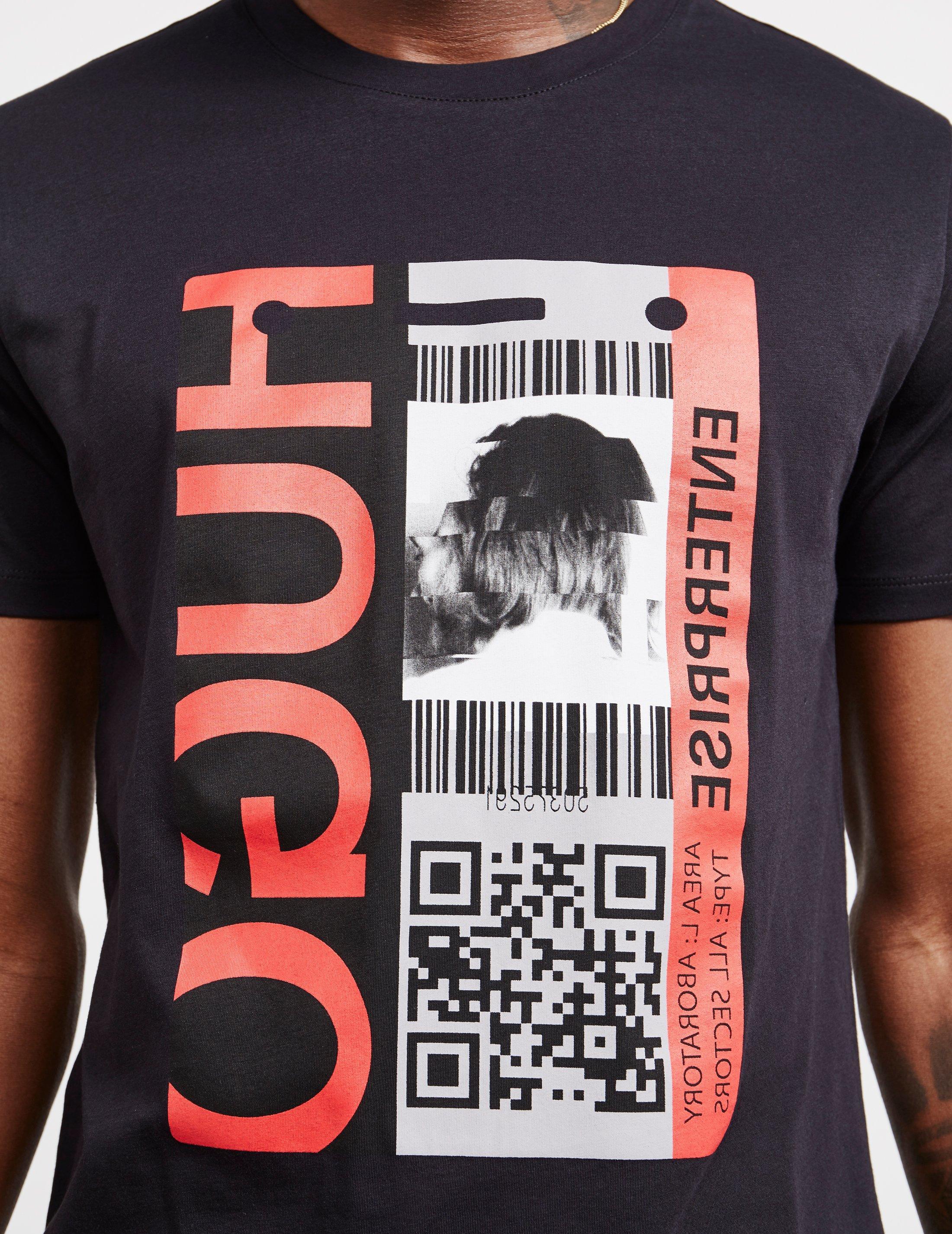 HUGO Crew Neck Qr Code Graphic T Shirt in Black for Men | Lyst