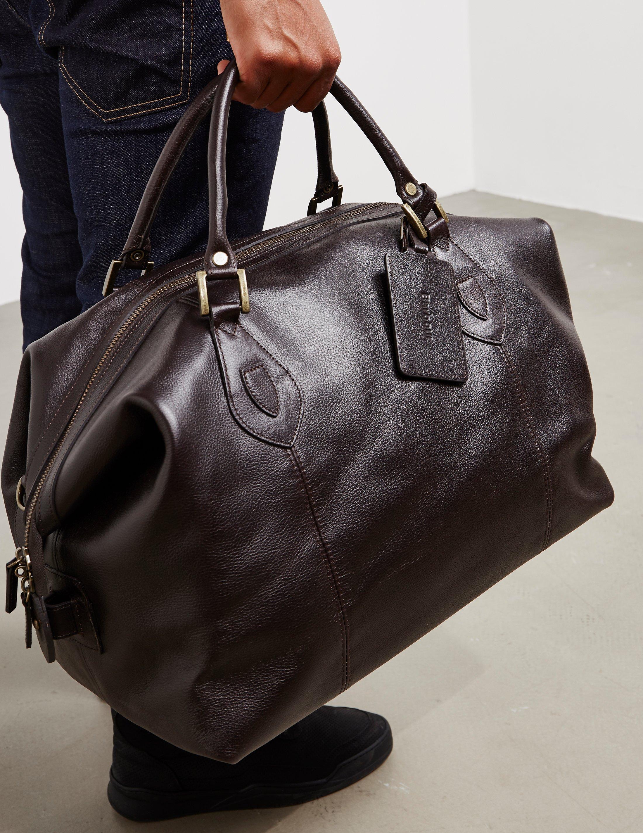 barbour leather holdall