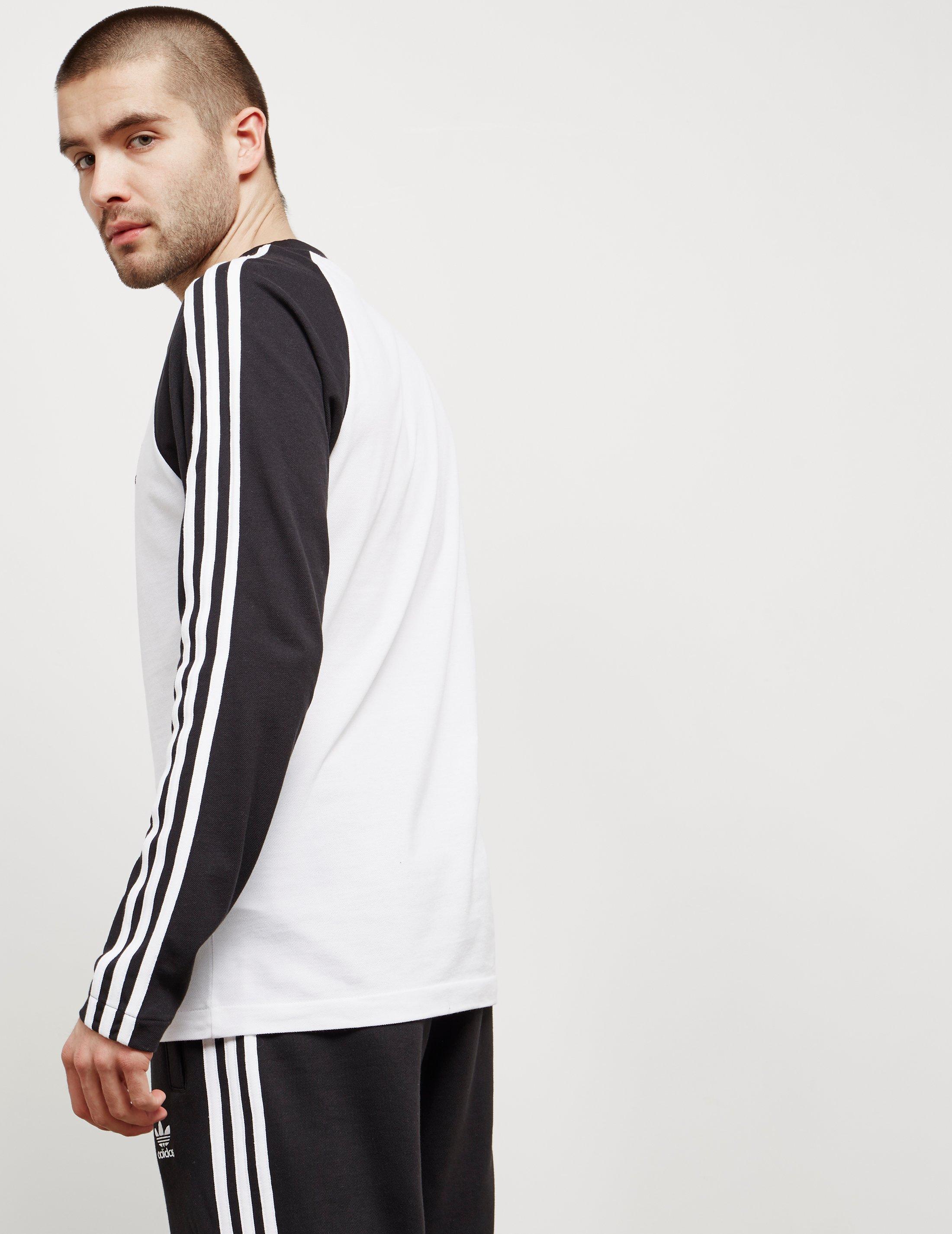 adidas Originals Cotton Mens 3-stripe Long Sleeved T-shirt White/black for  Men | Lyst