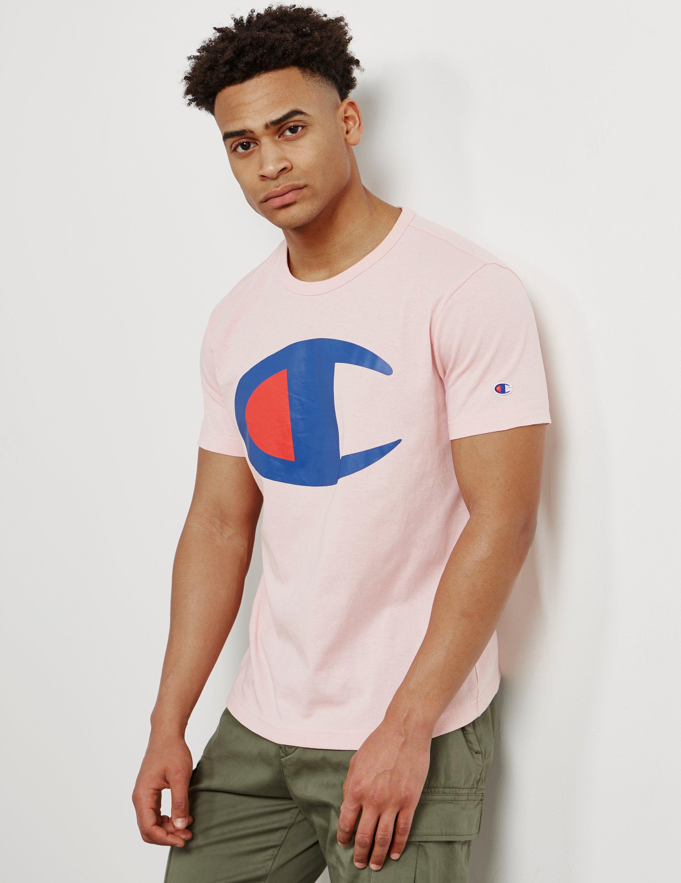 pink champion t shirt mens