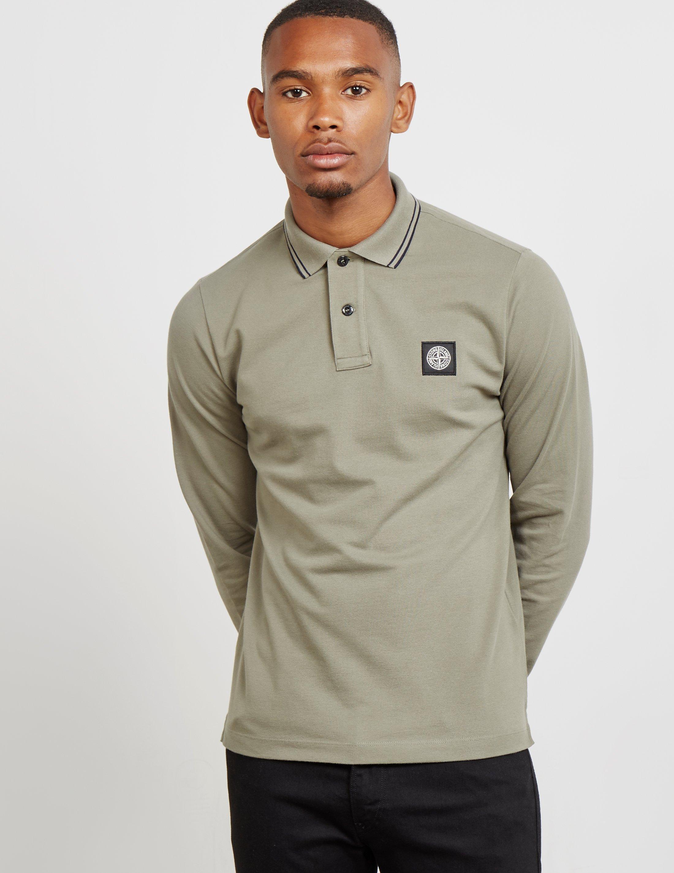 Stone Island Mens Slim Long Sleeve Polo Shirt Olive in Green for Men | Lyst