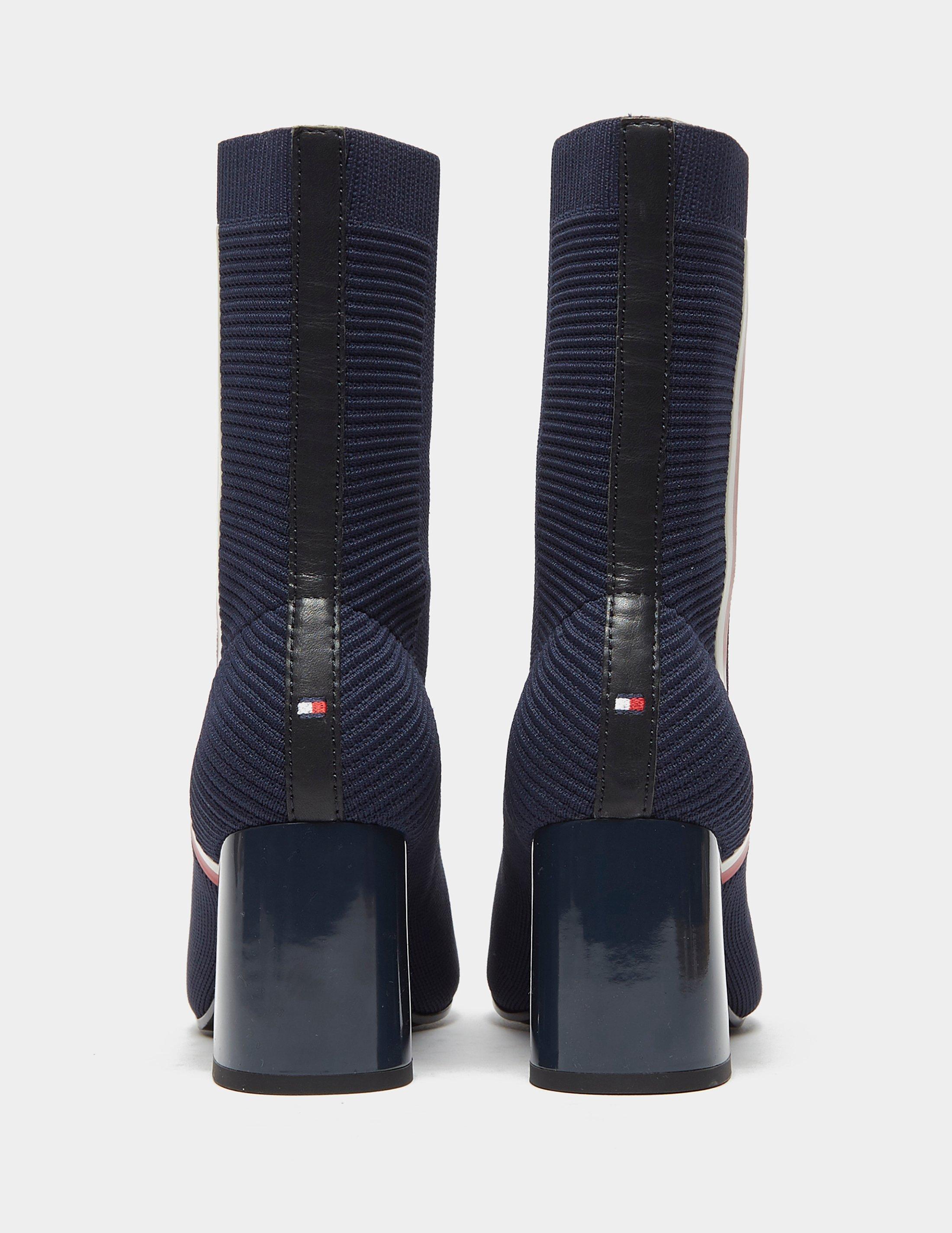 Tommy Hilfiger Knitted Heeled Boot Ankle in Navy Blue (Blue) | Lyst