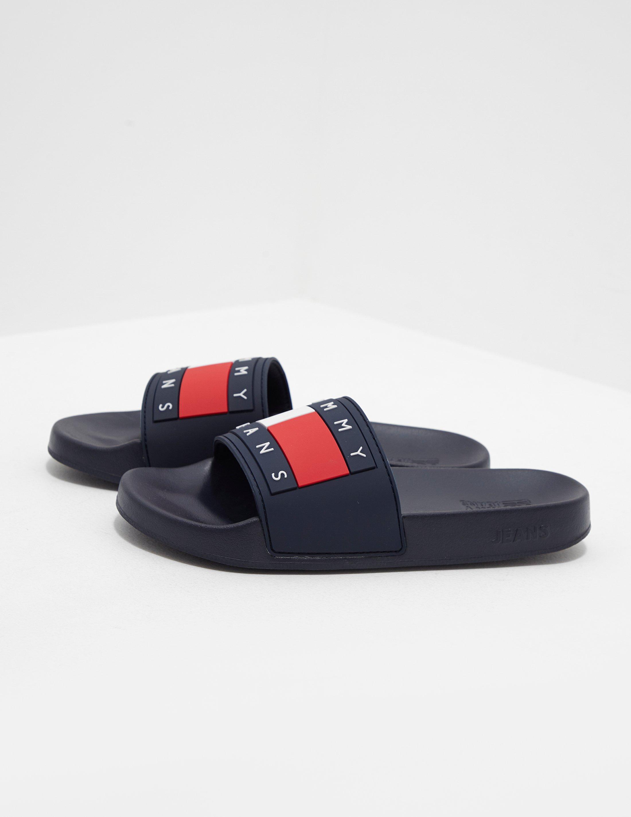 Tommy Hilfiger Denim Flag Slides Women's Navy Blue - Lyst