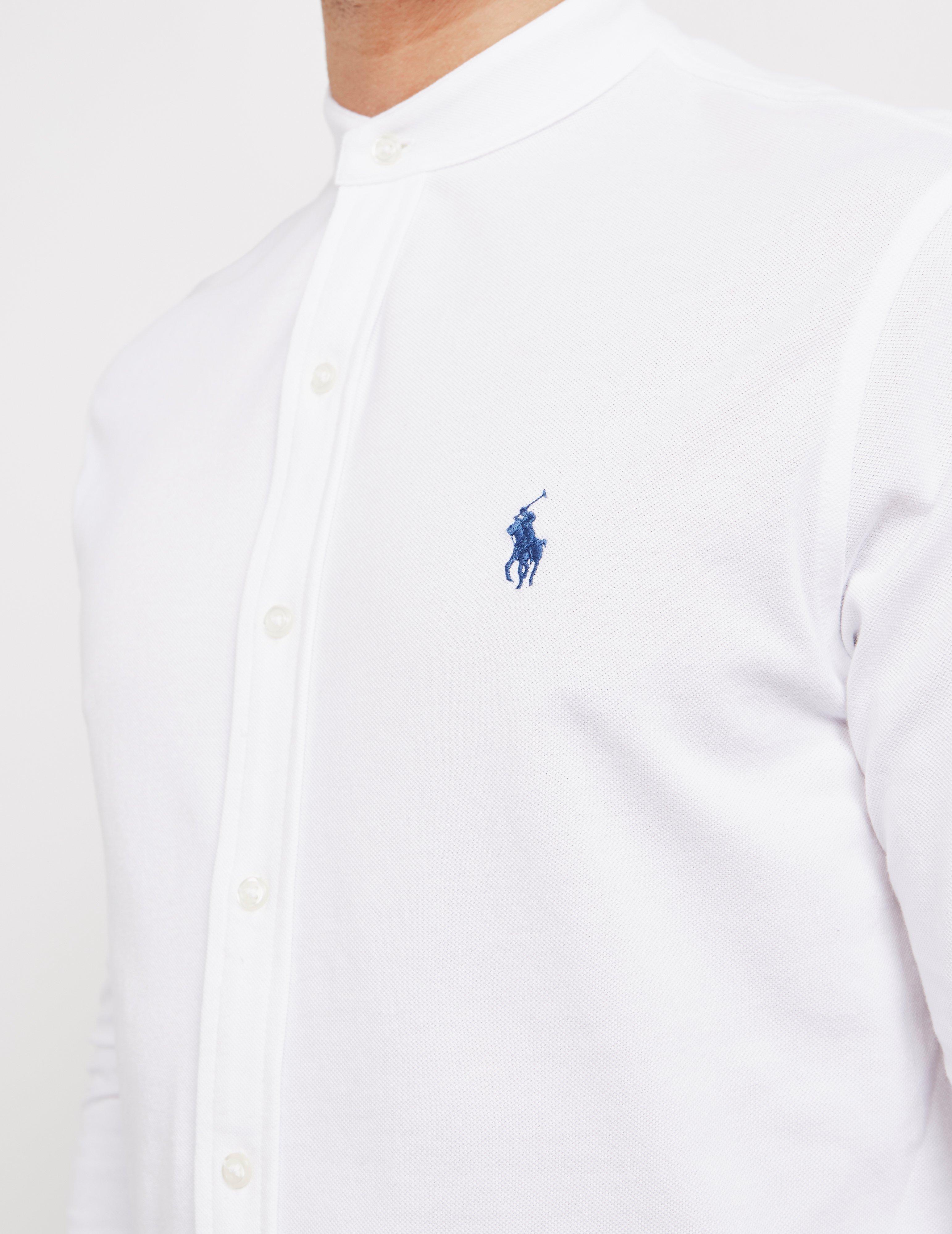 Polo Ralph Lauren Grandad Collar Long Sleeve Shirt White for Men - Lyst
