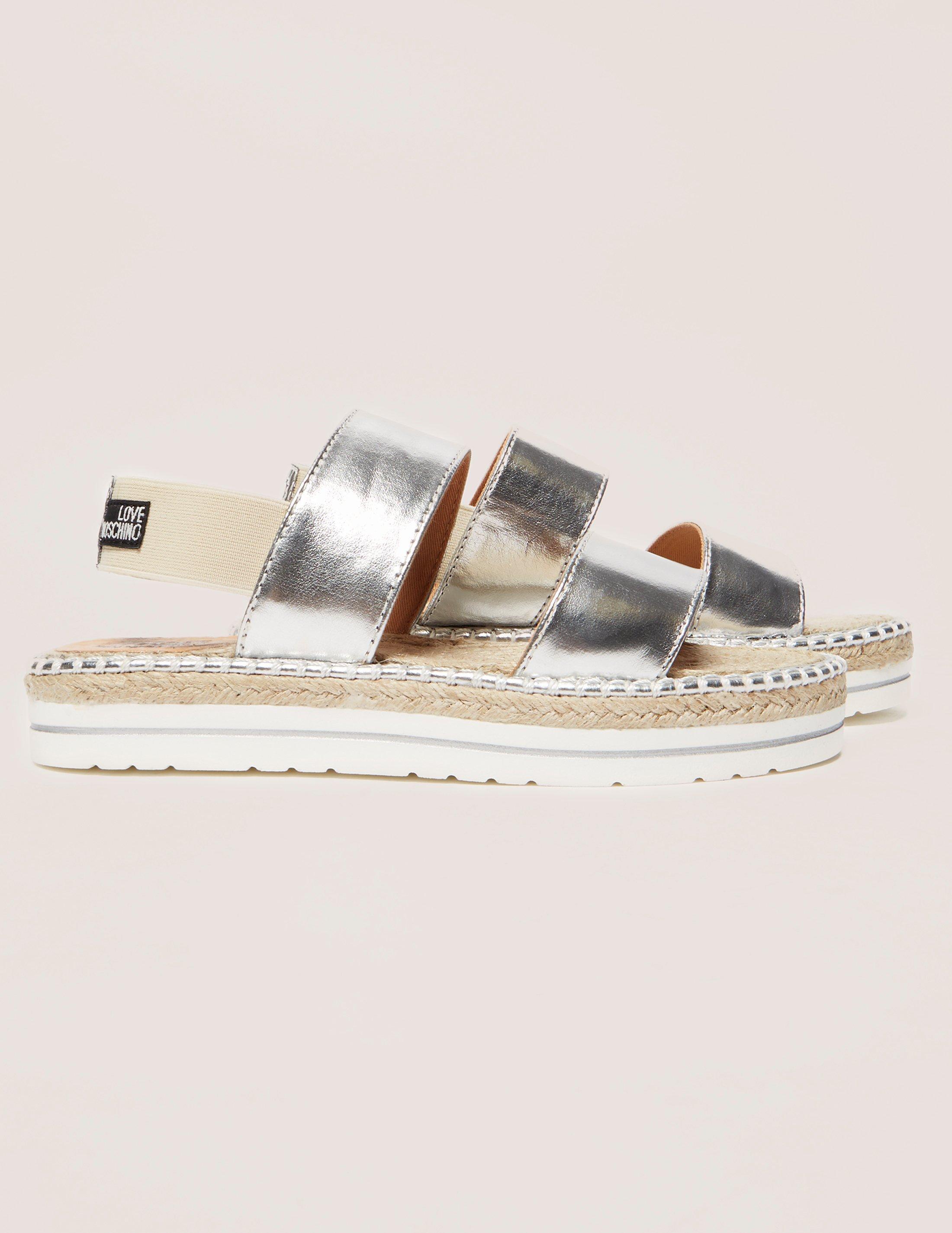Love Moschino Double Strap Sandals in Silver (Metallic) | Lyst
