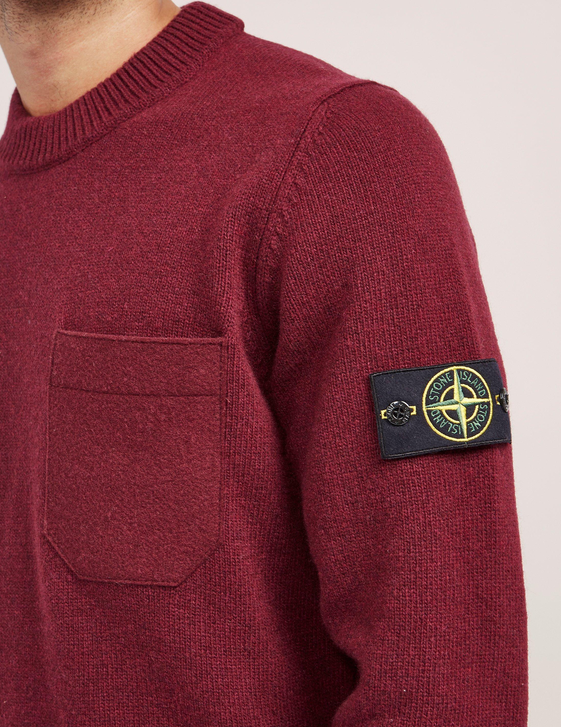 Stone Island Mens Felt Pocket Crew Knitted Jumper Burgundy in Red for Men -  Lyst